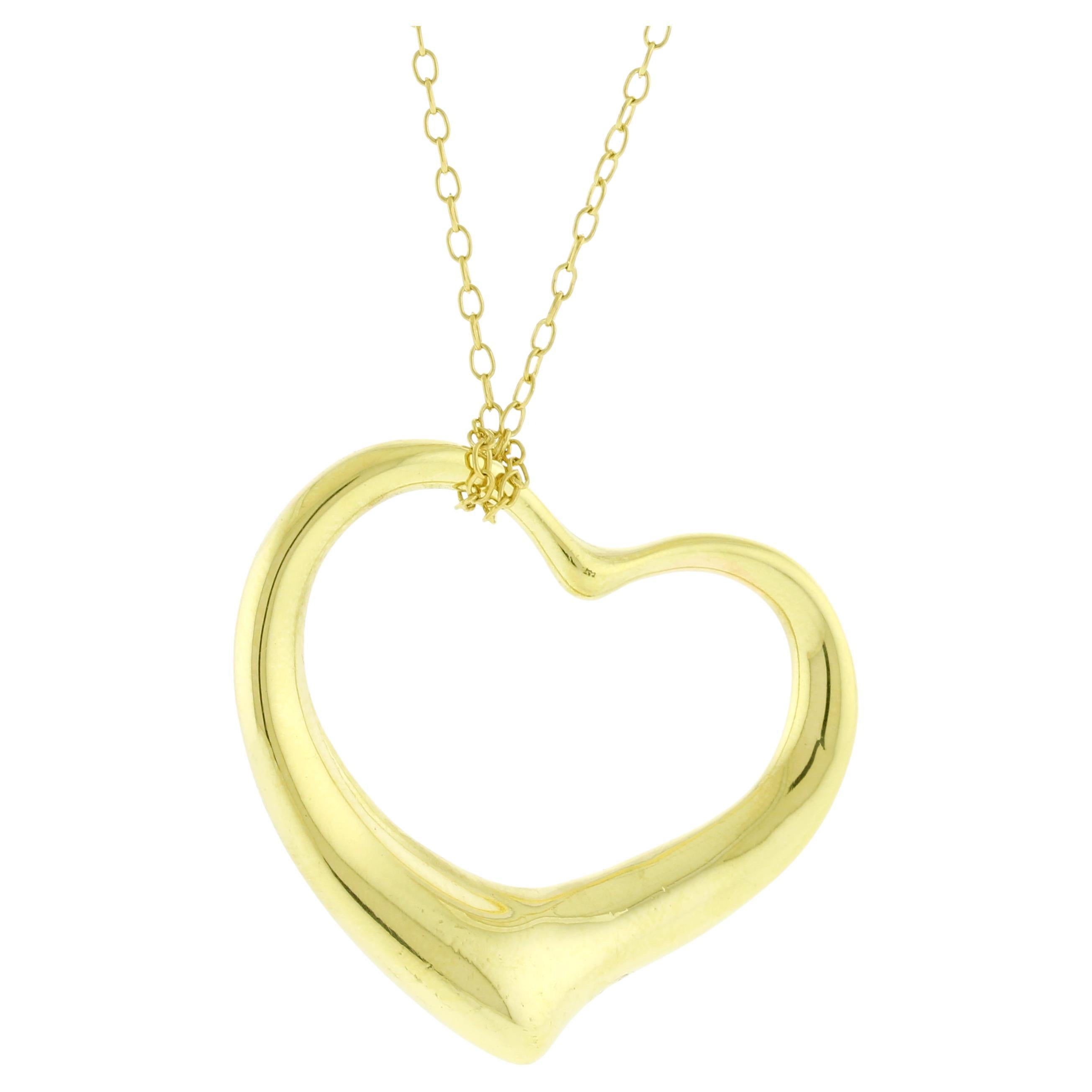 Tiffany & Co. Elsa Peretti Large Open Heart Gold Necklace For Sale