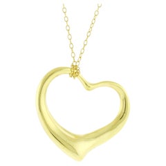 Tiffany & Co. Elsa Peretti Large Open Heart Gold Necklace