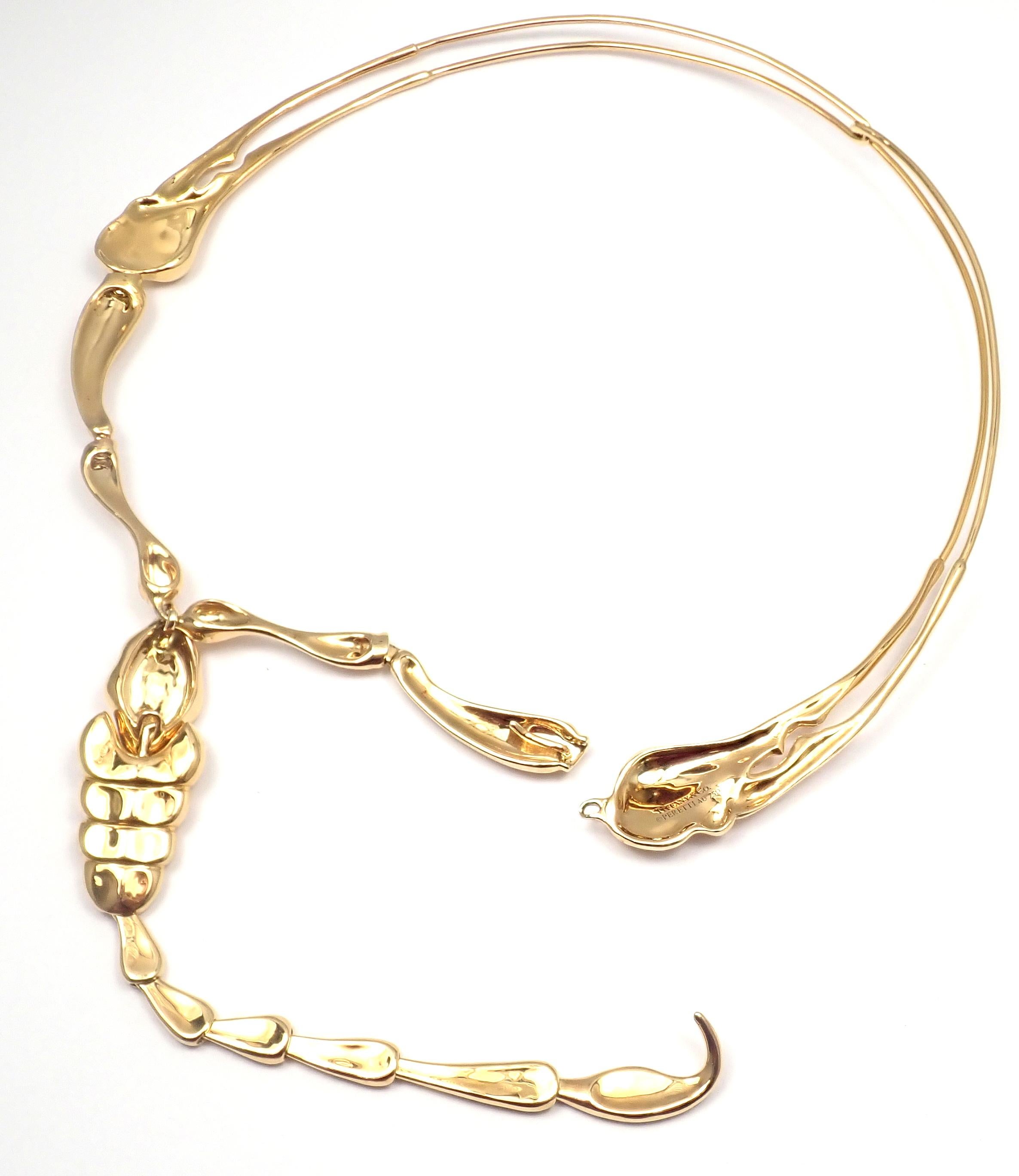 Tiffany & Co. Elsa Peretti Großer Skorpion Gelbgold Halskette für Damen oder Herren