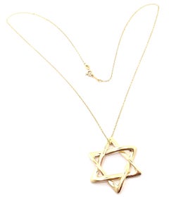 Tiffany & Co Elsa Peretti Large Star of David Yellow Gold Pendant Necklace
