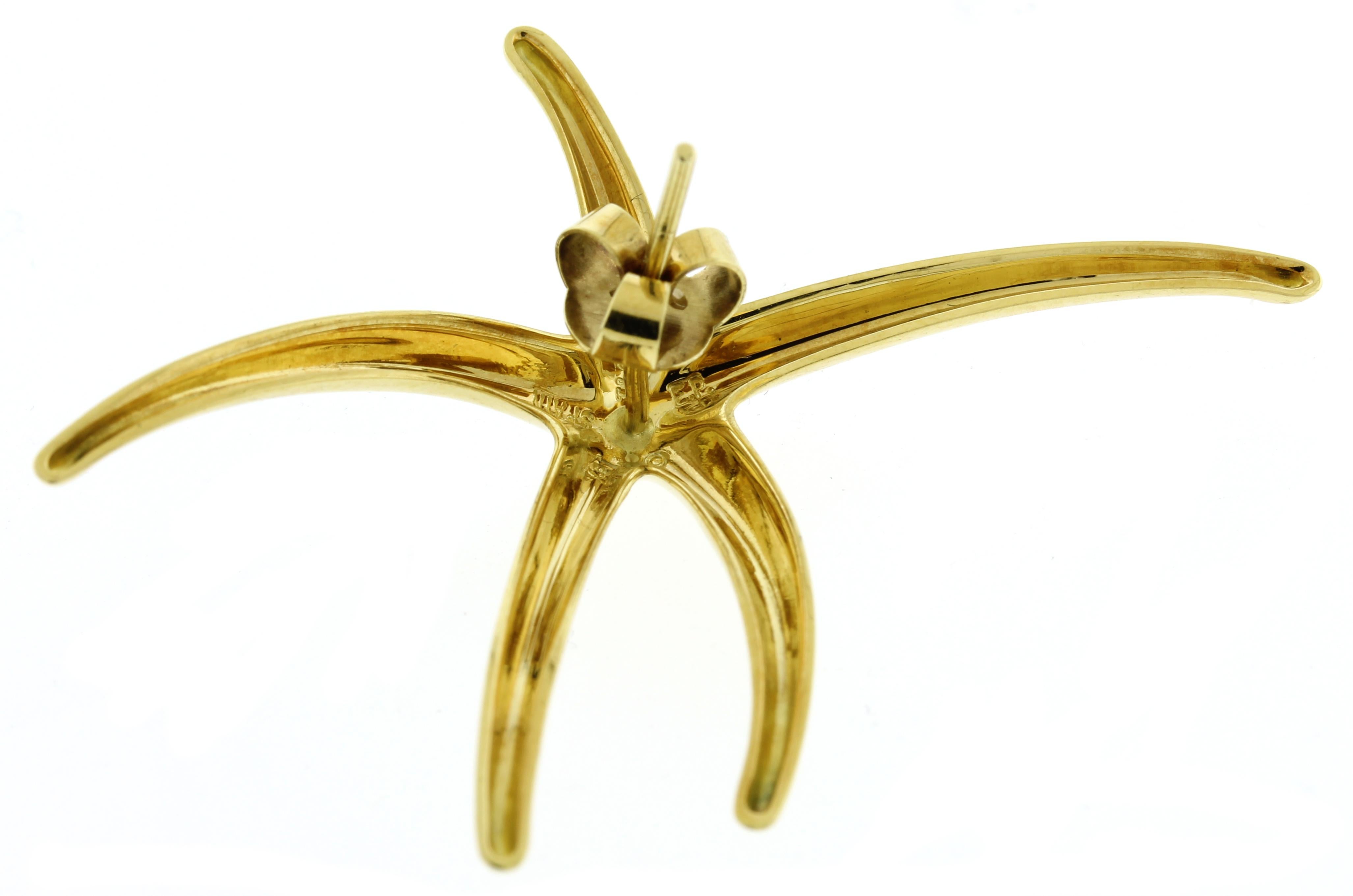 Tiffany & Co. Elsa Peretti Grandes boucles d'oreilles étoile de mer en or jaune Excellent état - En vente à Bethesda, MD
