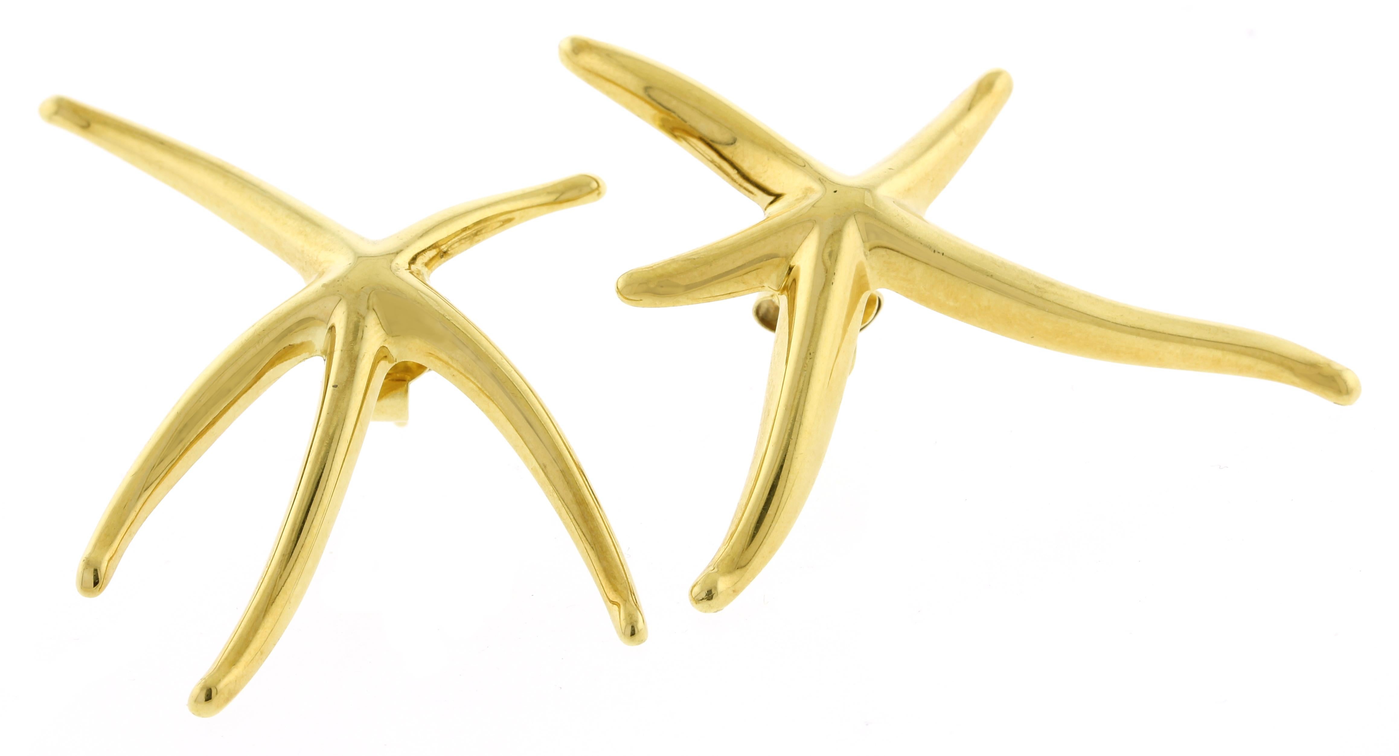 Tiffany & Co. Elsa Peretti Große Seestern-Ohrringe aus Gelbgold für Damen oder Herren im Angebot