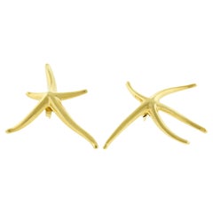 Used Tiffany & Co. Elsa Peretti Large Starfish Yellow Gold Earrings