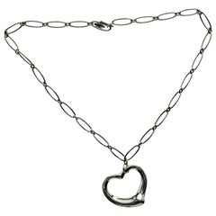 Tiffany & Co. Elsa Peretti Large Sterling Silver Open Heart Necklace