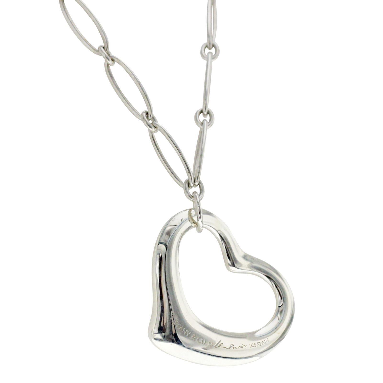 Iconic Floating Open Heart Necklace Pendant Classic 1 inch size Sterling Silver 