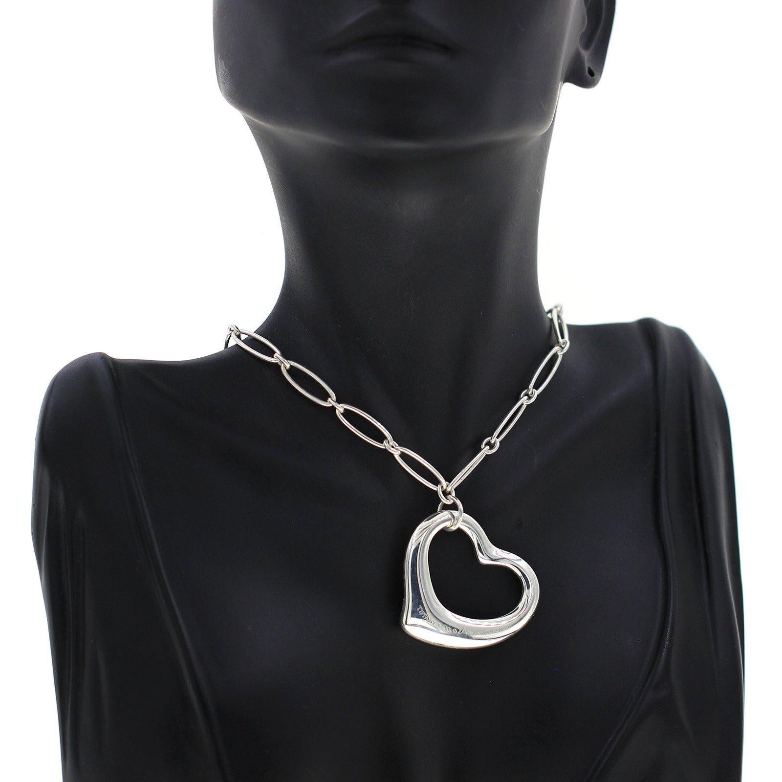 large silver heart necklace