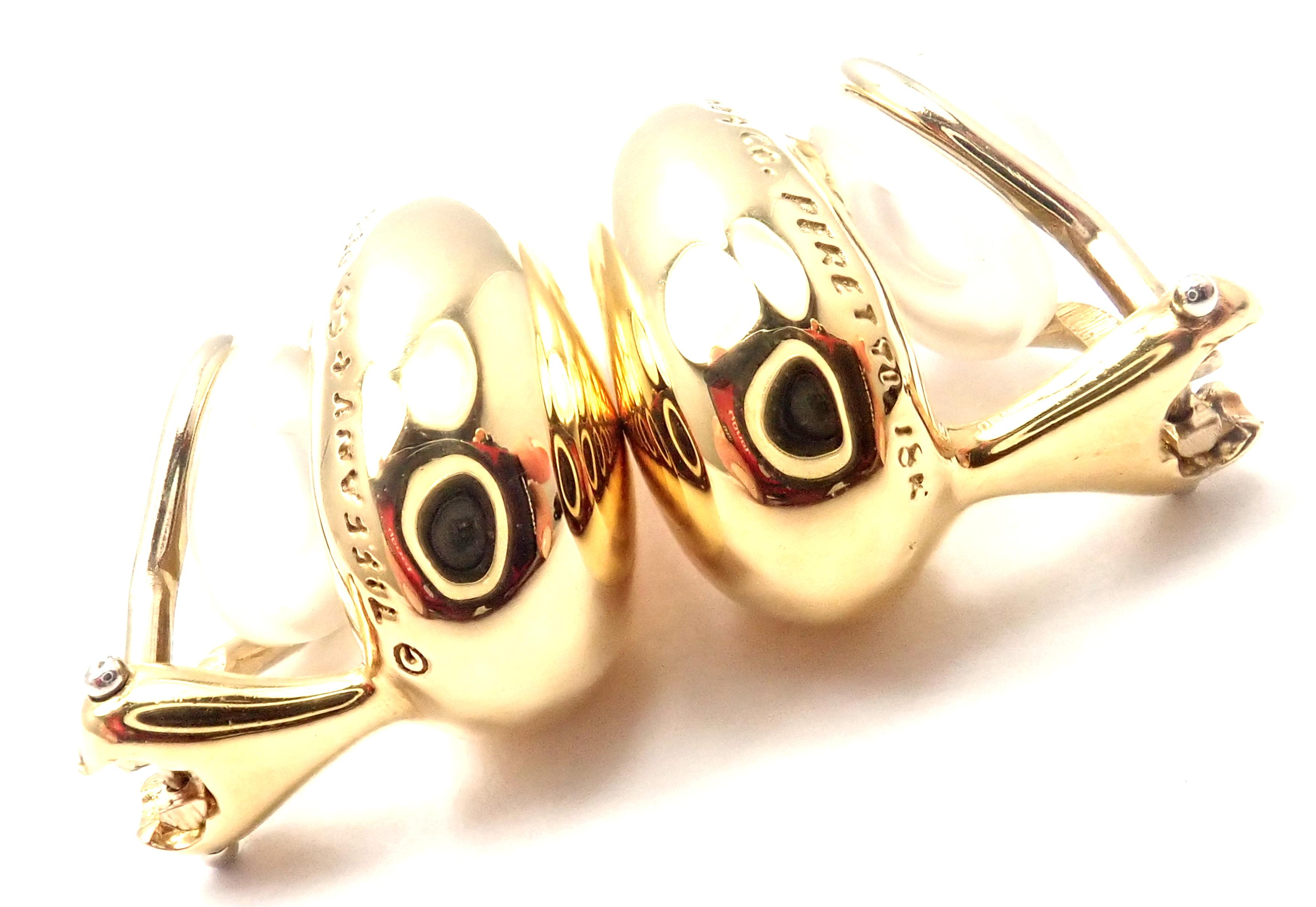 Tiffany & Co. Elsa Peretti, grandes boucles d'oreilles Bean en or jaune en vente 1