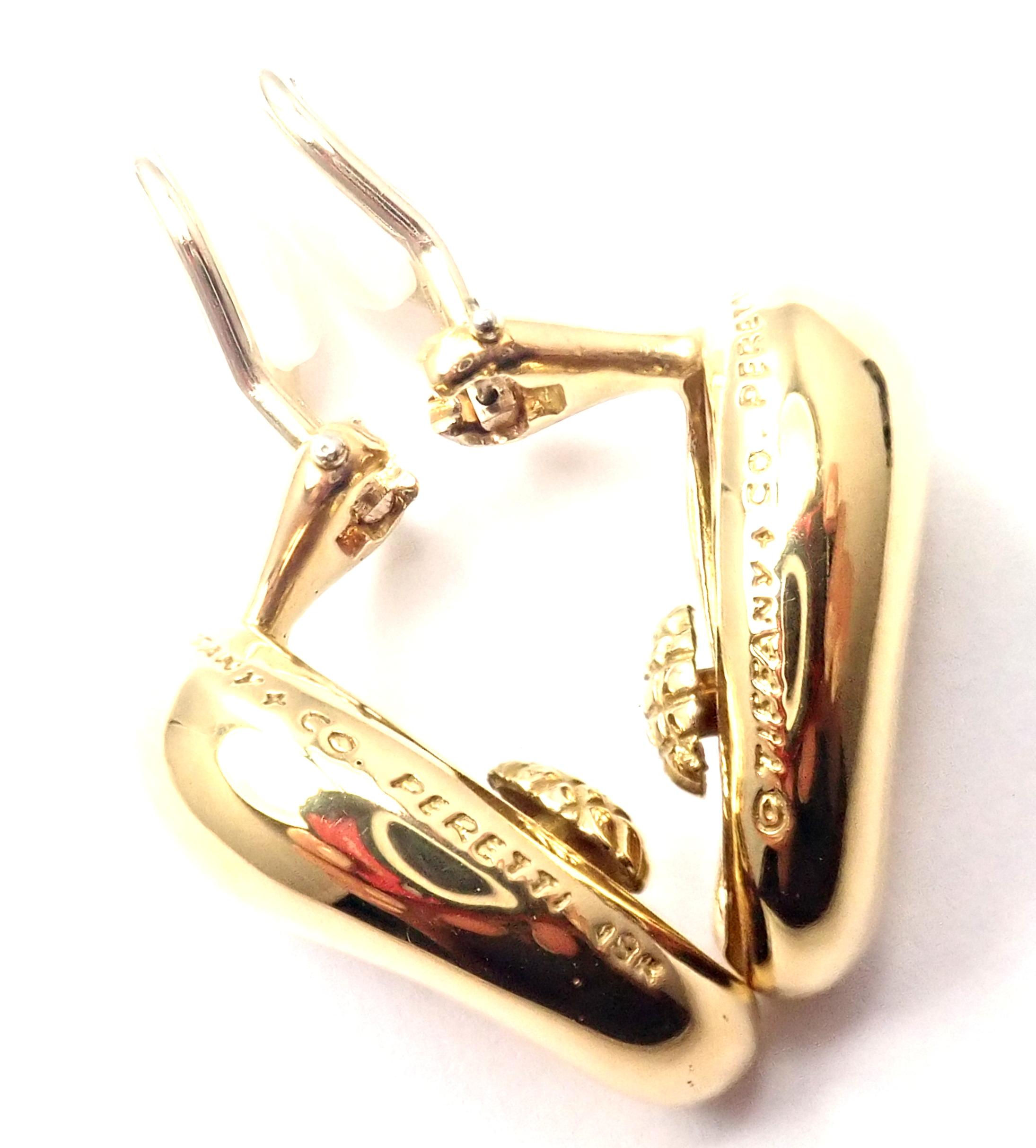 Tiffany & Co. Elsa Peretti Large Yellow Gold Bean Earrings For Sale 2
