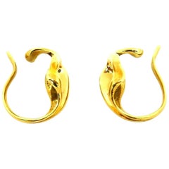 Vintage Tiffany & Co Elsa Peretti Lily Pad Yellow Gold Ear Cuff Earrings