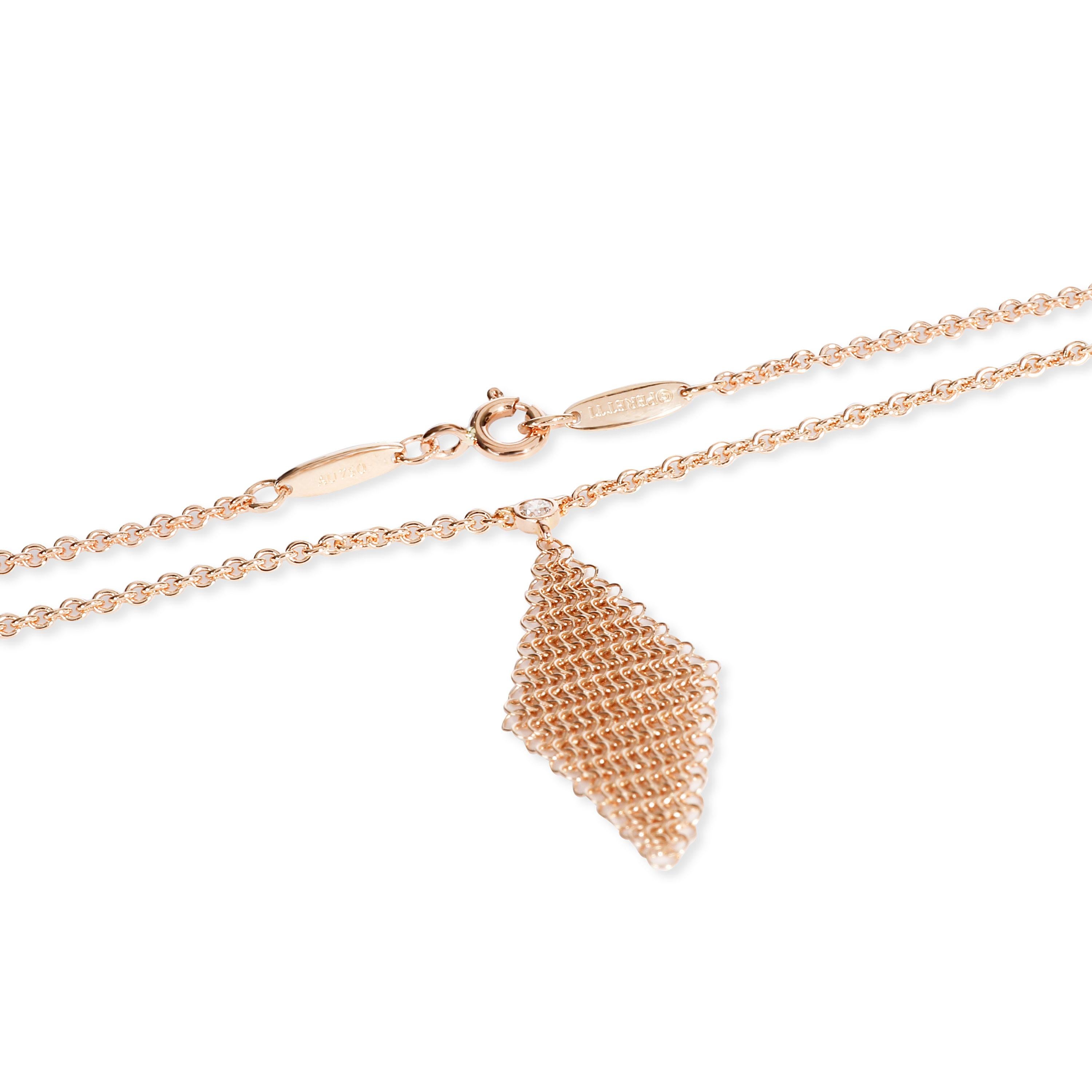 Women's Tiffany & Co. Elsa Peretti Mesh Diamond Necklace in 18K Rose Gold 0.03 Carat
