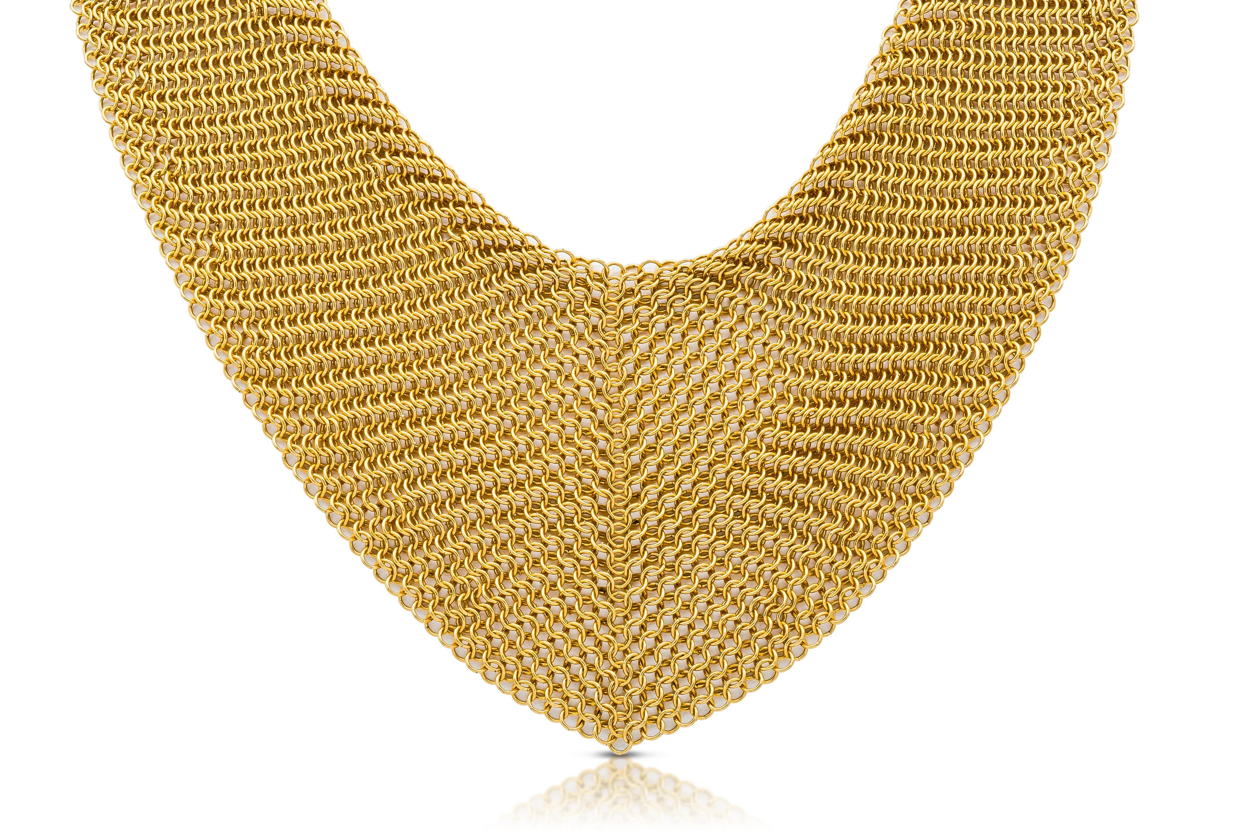 Women's Tiffany & Co. Elsa Peretti Mesh Gold Bib Scarf Necklace For Sale