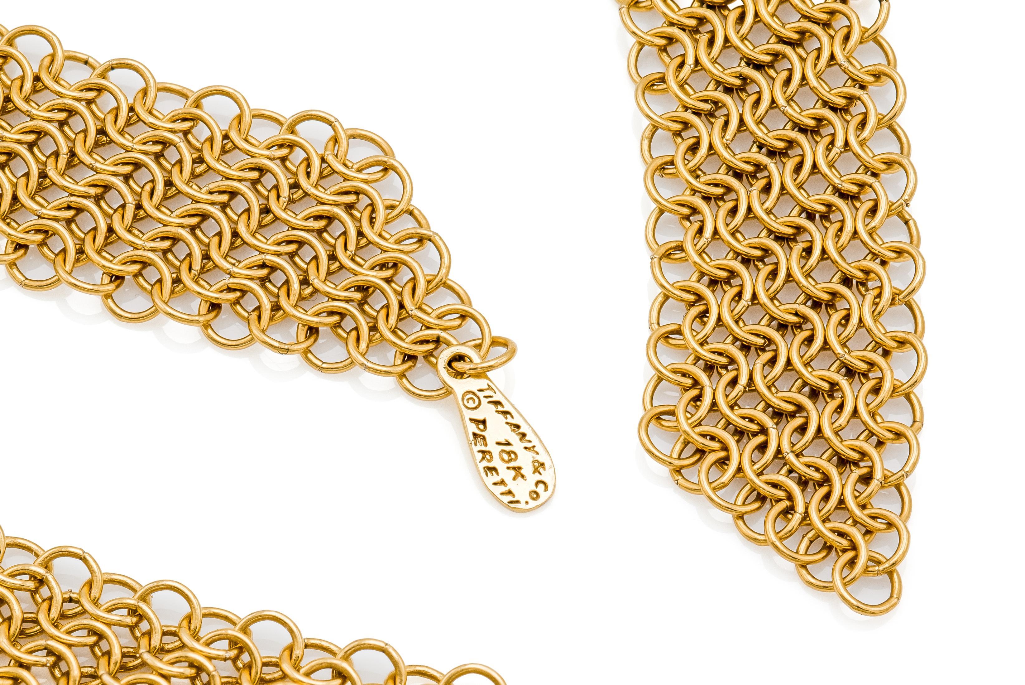 Tiffany & Co. Elsa Peretti Mesh Gold Bib Scarf Necklace For Sale 1