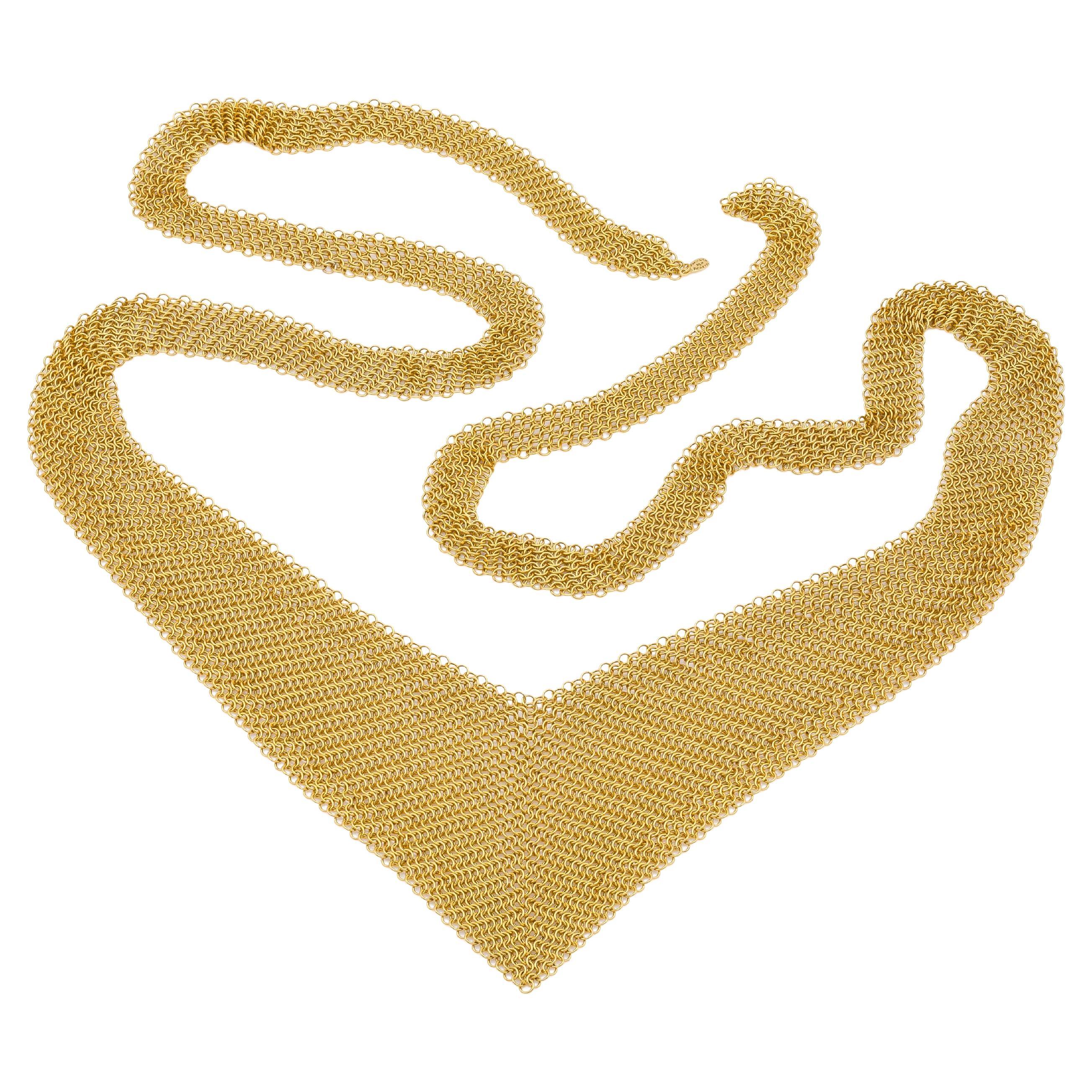 Tiffany & Co. Elsa Peretti Mesh Gold Bib Scarf Necklace