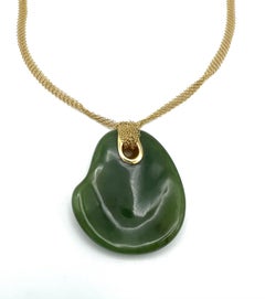Tiffany & Co. Elsa Peretti Mesh Necklace & Green Jade Pendant