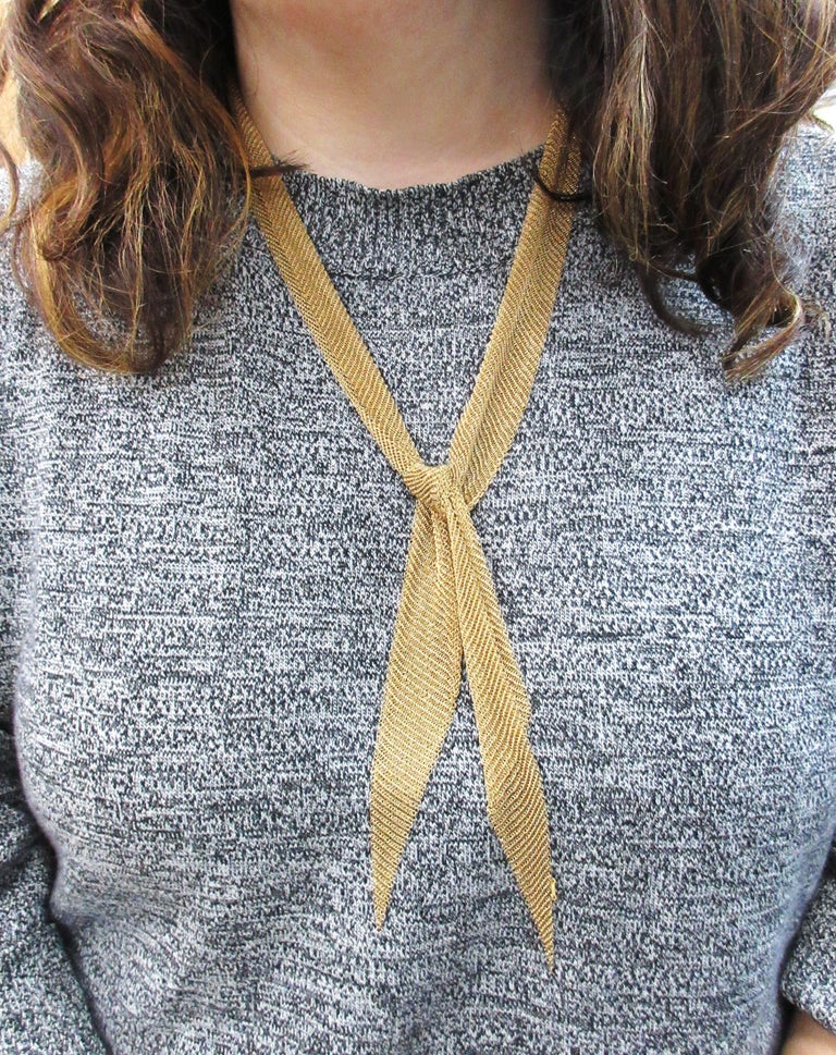 Tiffany Co. Elsa Peretti Mesh Scarf Necklace 1 8 Karat Gold