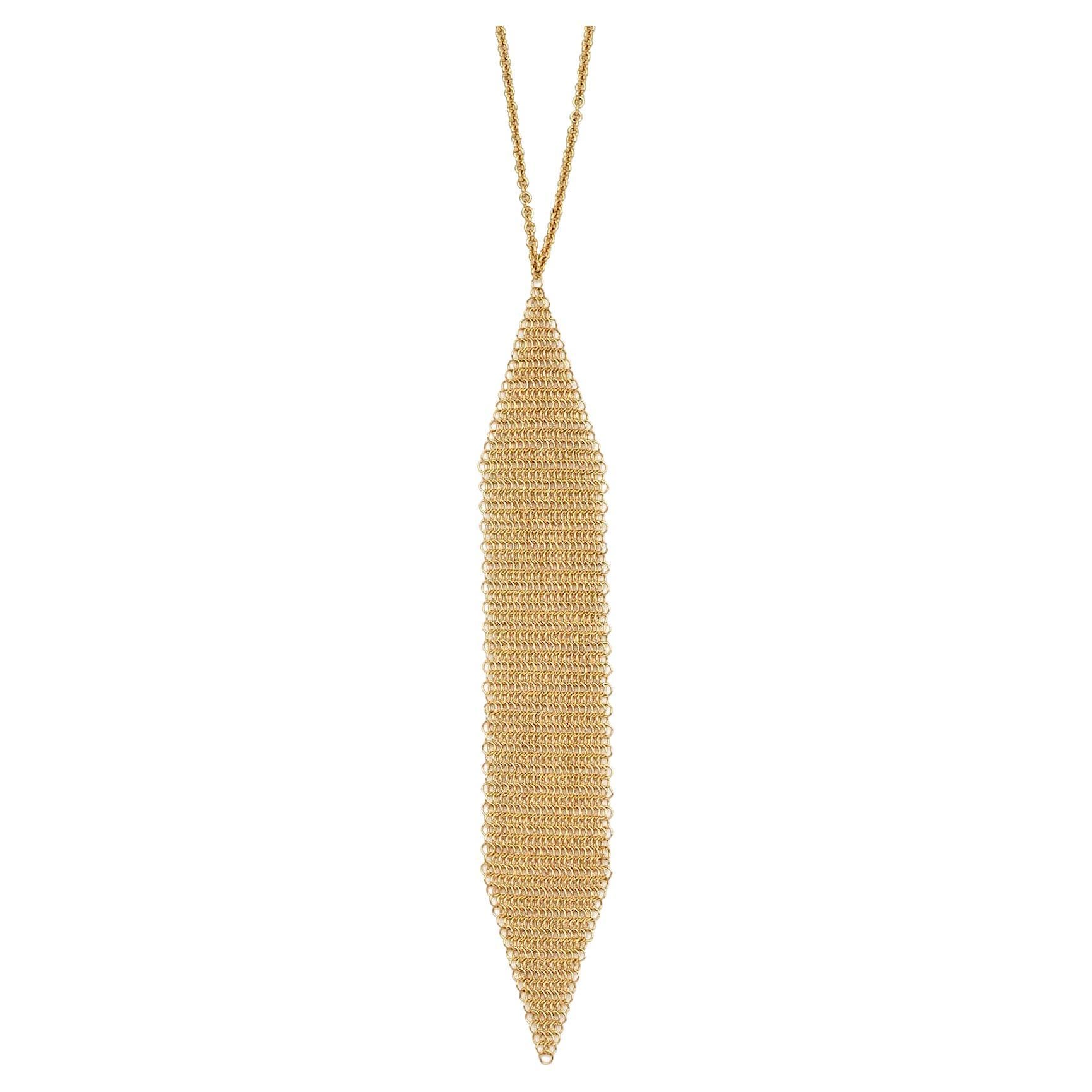 Tiffany & Co. Elsa Peretti Mesh Tassel Drop Gold Necklace