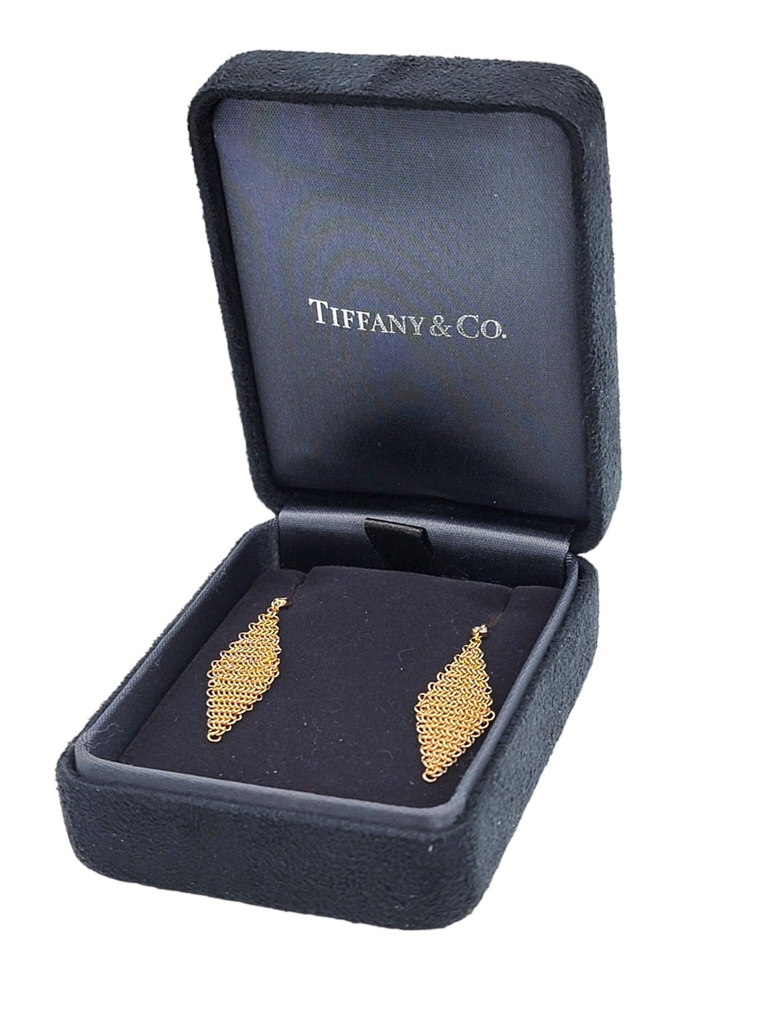 Tiffany & Co. Elsa Peretti Mini Mesh 18 Karat Rose Gold Earrings with Diamonds 4