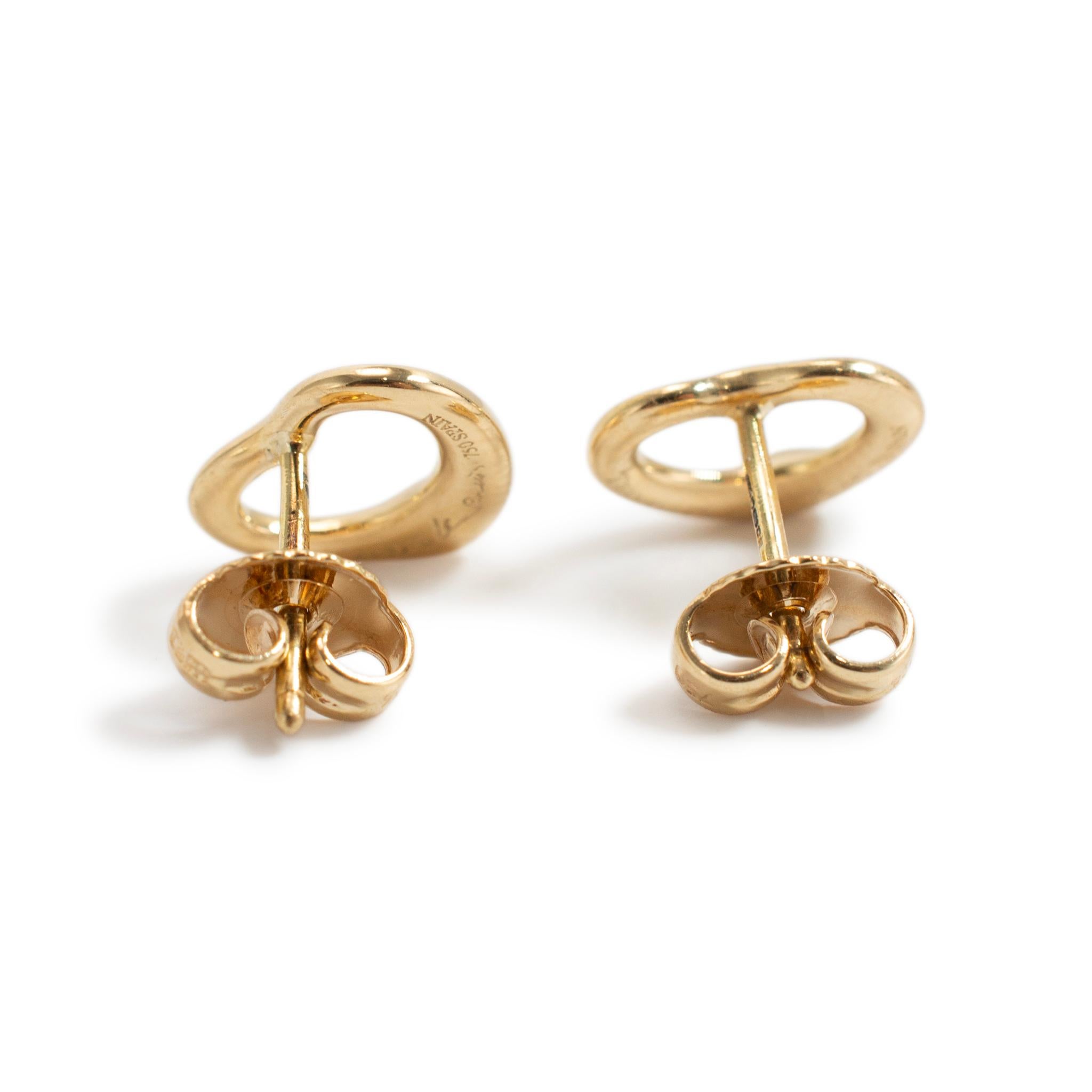 Tiffany & Co. Orecchini a perno in oro giallo 18 carati Elsa Peretti con cuore aperto da 11 mm in vendita 1