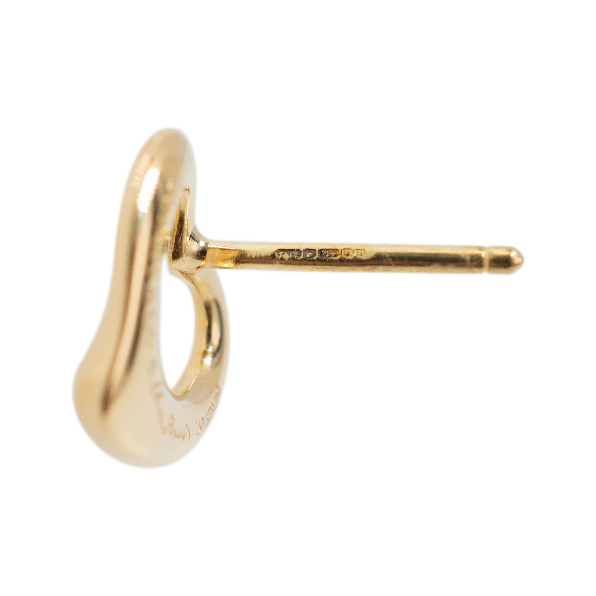 Tiffany & Co. Orecchini a perno in oro giallo 18 carati Elsa Peretti con cuore aperto da 11 mm in vendita 4