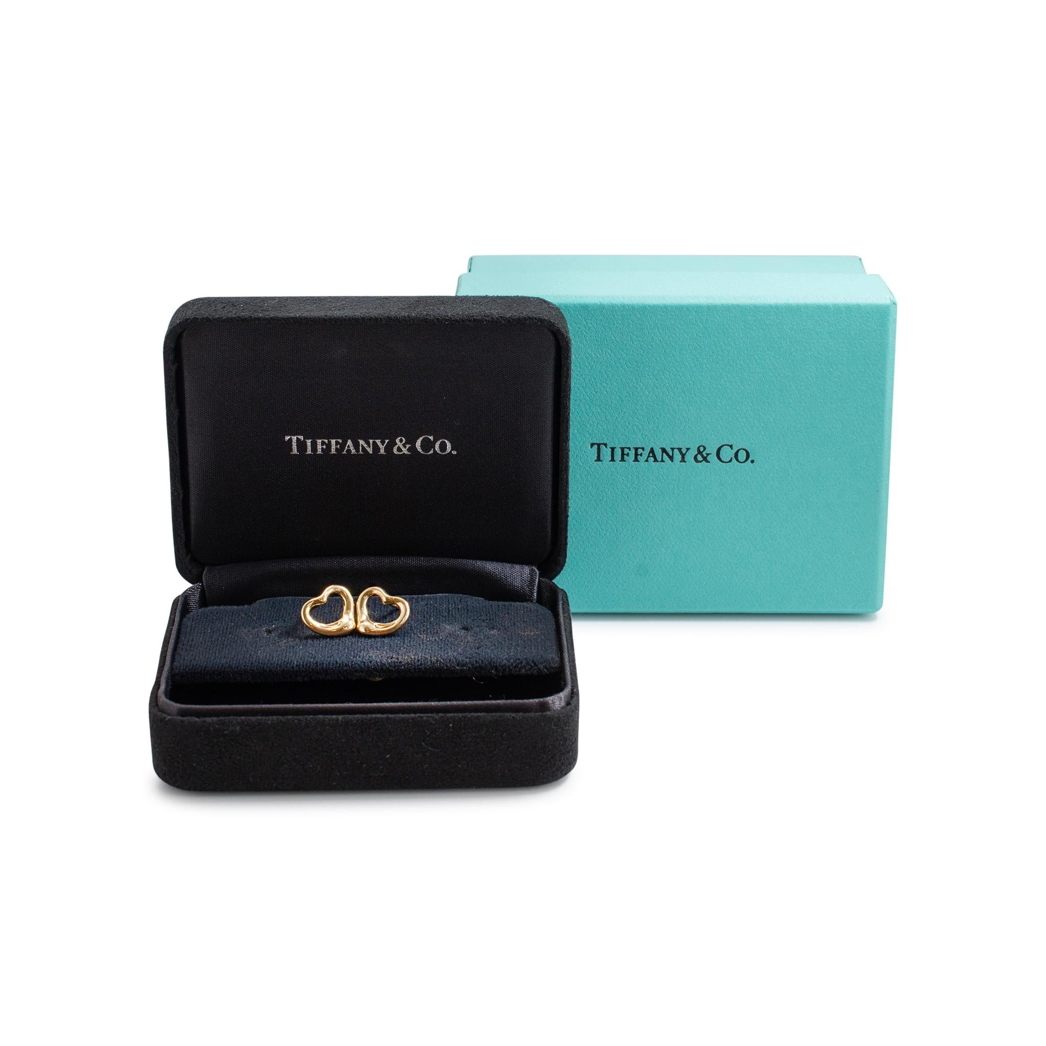 Tiffany & Co. Orecchini a perno in oro giallo 18 carati Elsa Peretti con cuore aperto da 11 mm in vendita 5