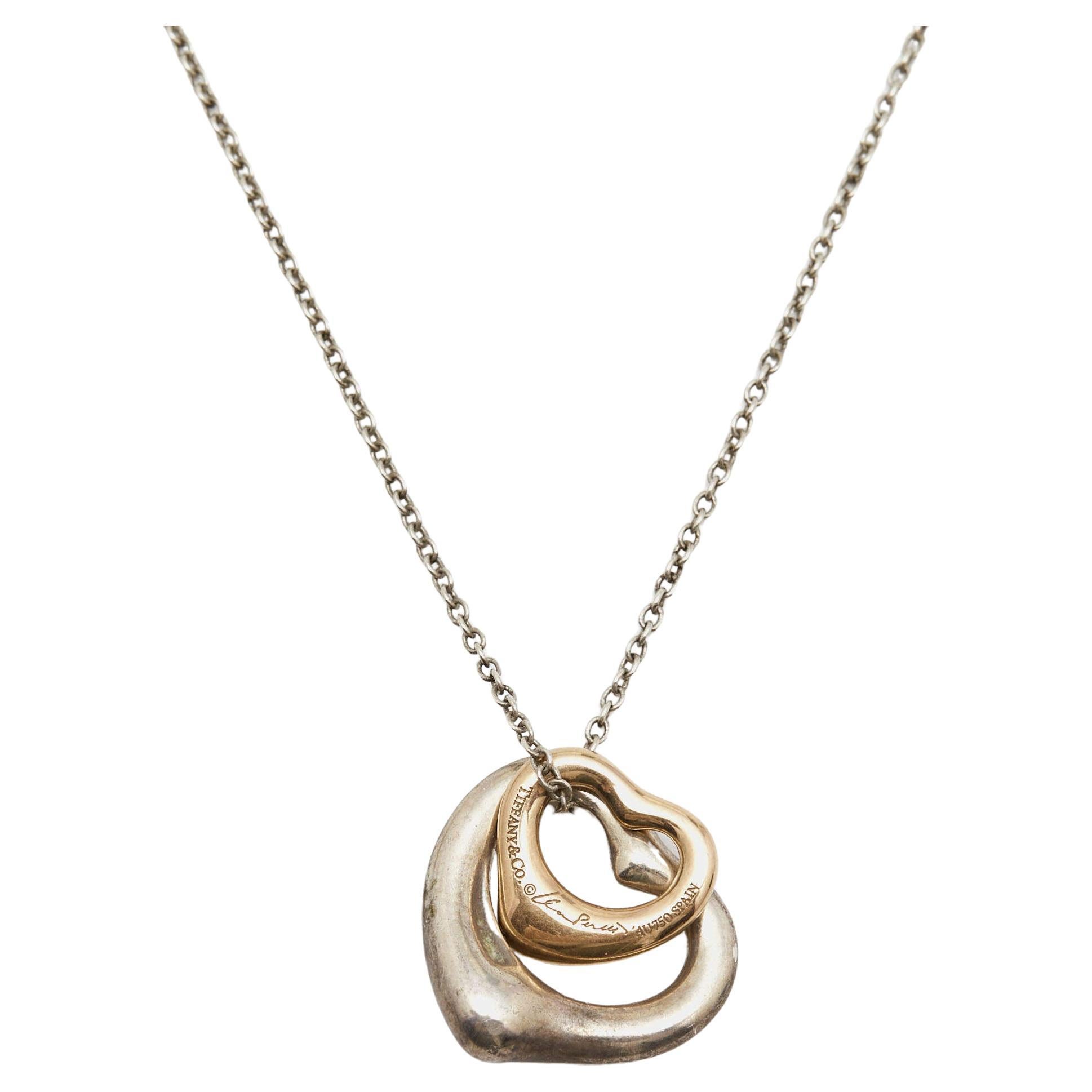 Tiffany & Co. Elsa Peretti Open Heart 18k Rose Gold Sterling Silver Pendant 