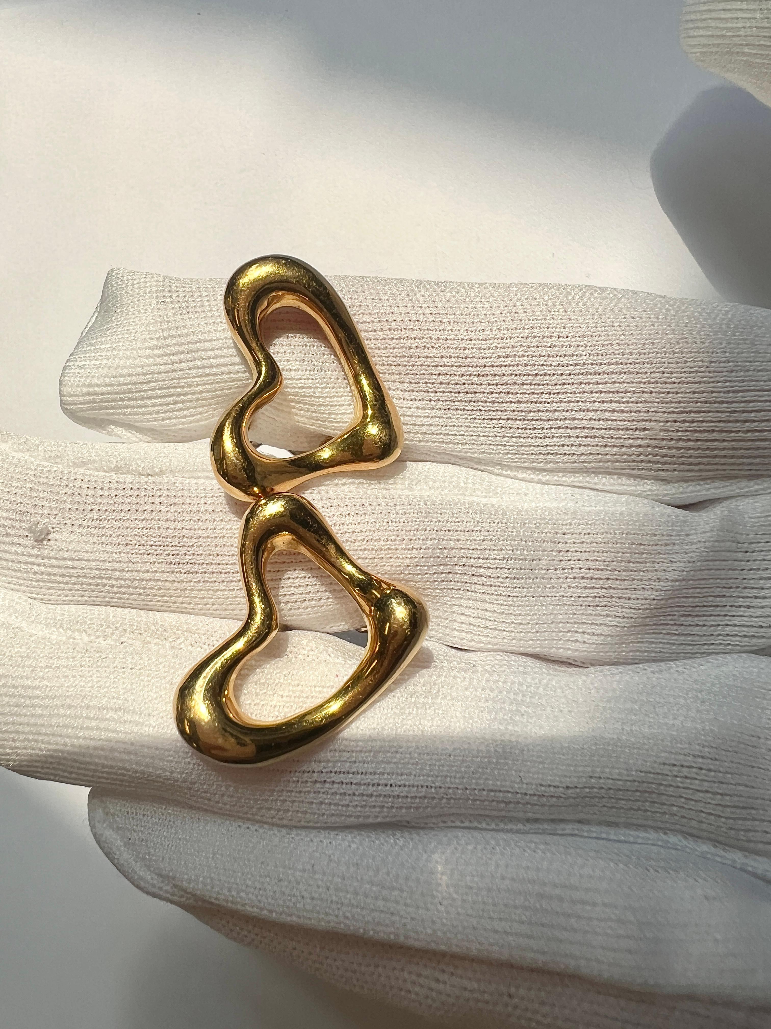 Tiffany & Co Elsa Peretti Open Heart 18k Yellow Gold Earrings For Sale 3
