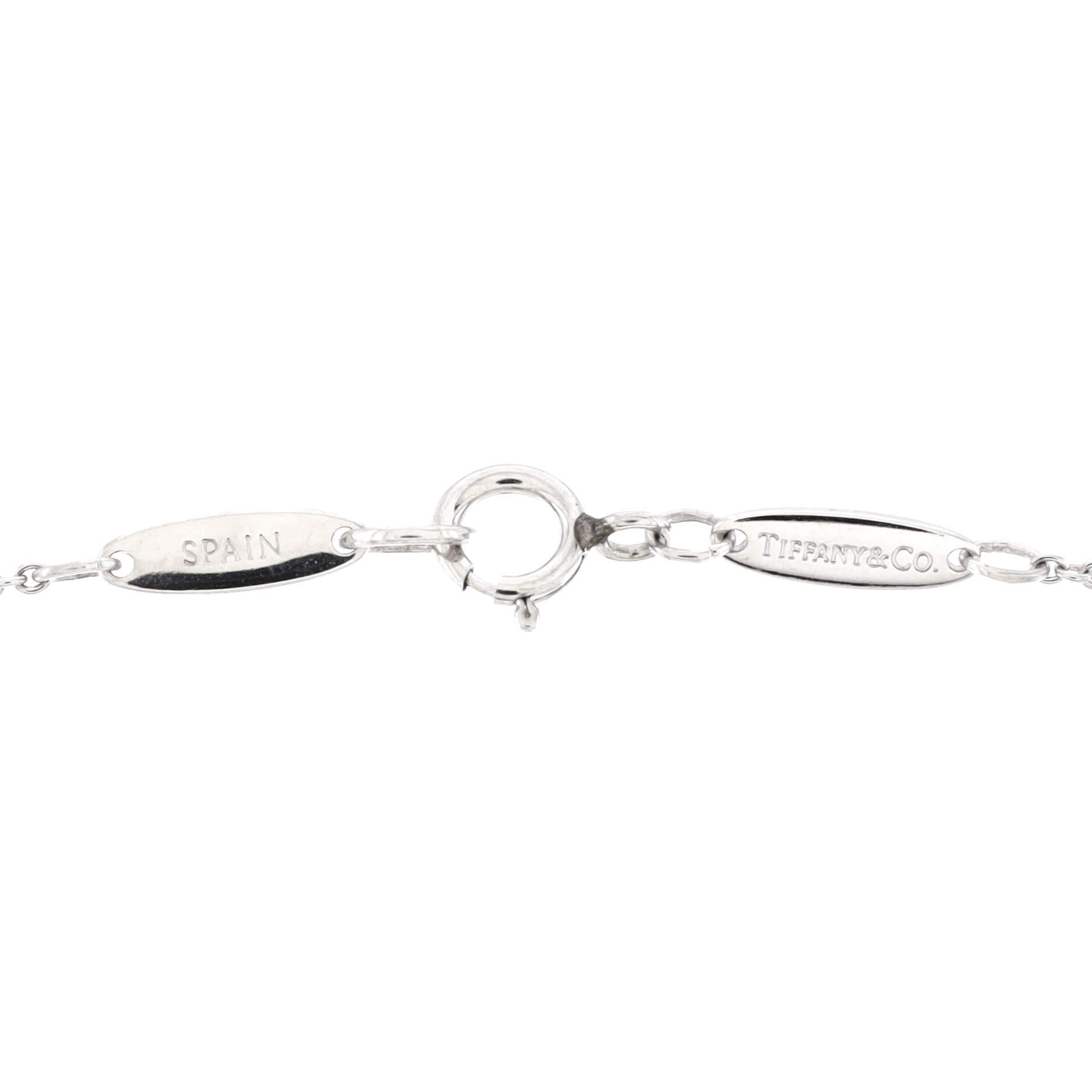 Women's Tiffany & Co. Elsa Peretti Open Heart 5 Diamonds Pendant Necklace Platinum