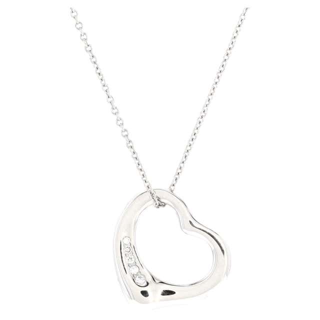 Tiffany and Co. Platinum Diamond Elsa Perretti Open Heart Necklace For ...