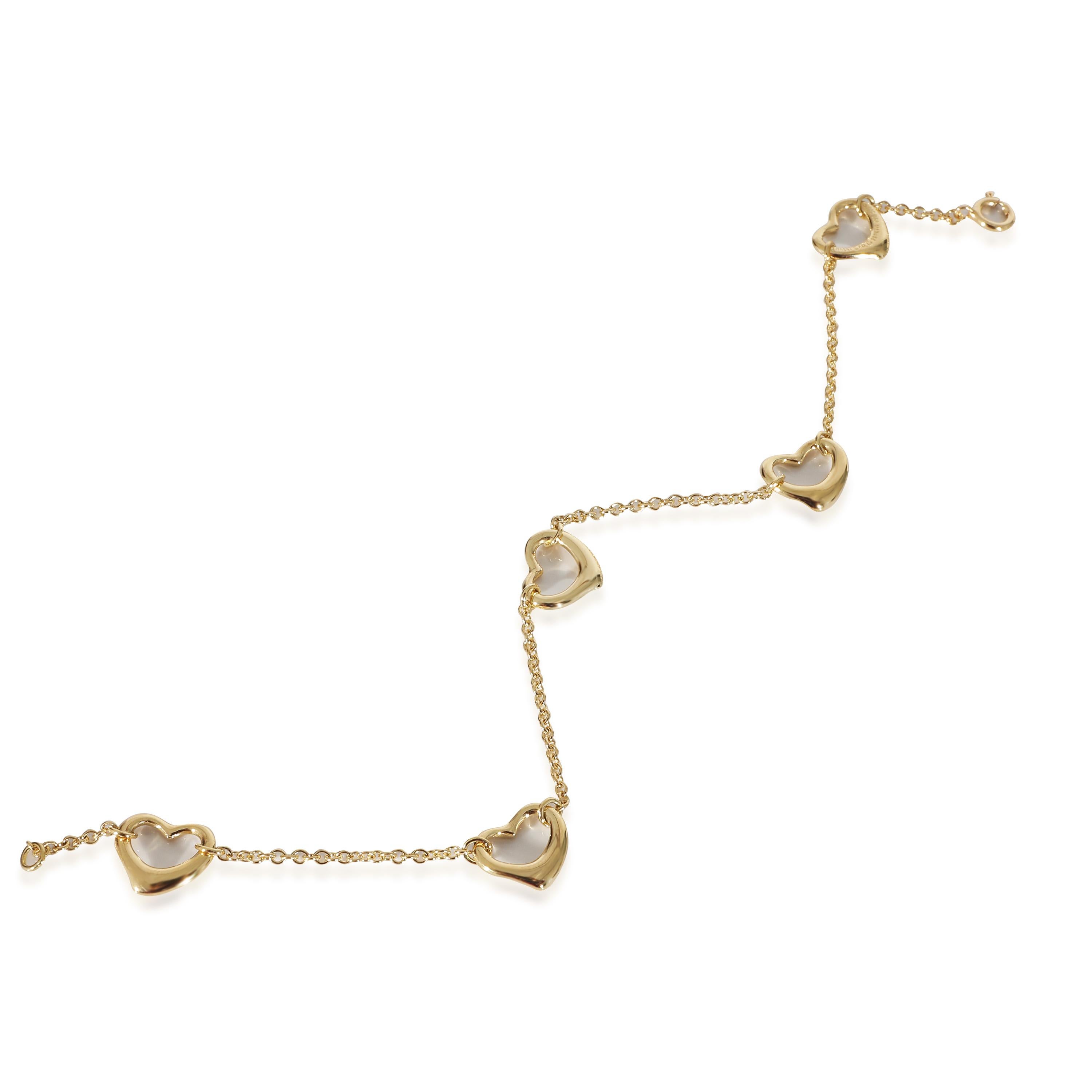 Tiffany & Co. Elsa Peretti Open Heart 5 Station Bracelet in 18K Yellow Gold In Excellent Condition For Sale In New York, NY
