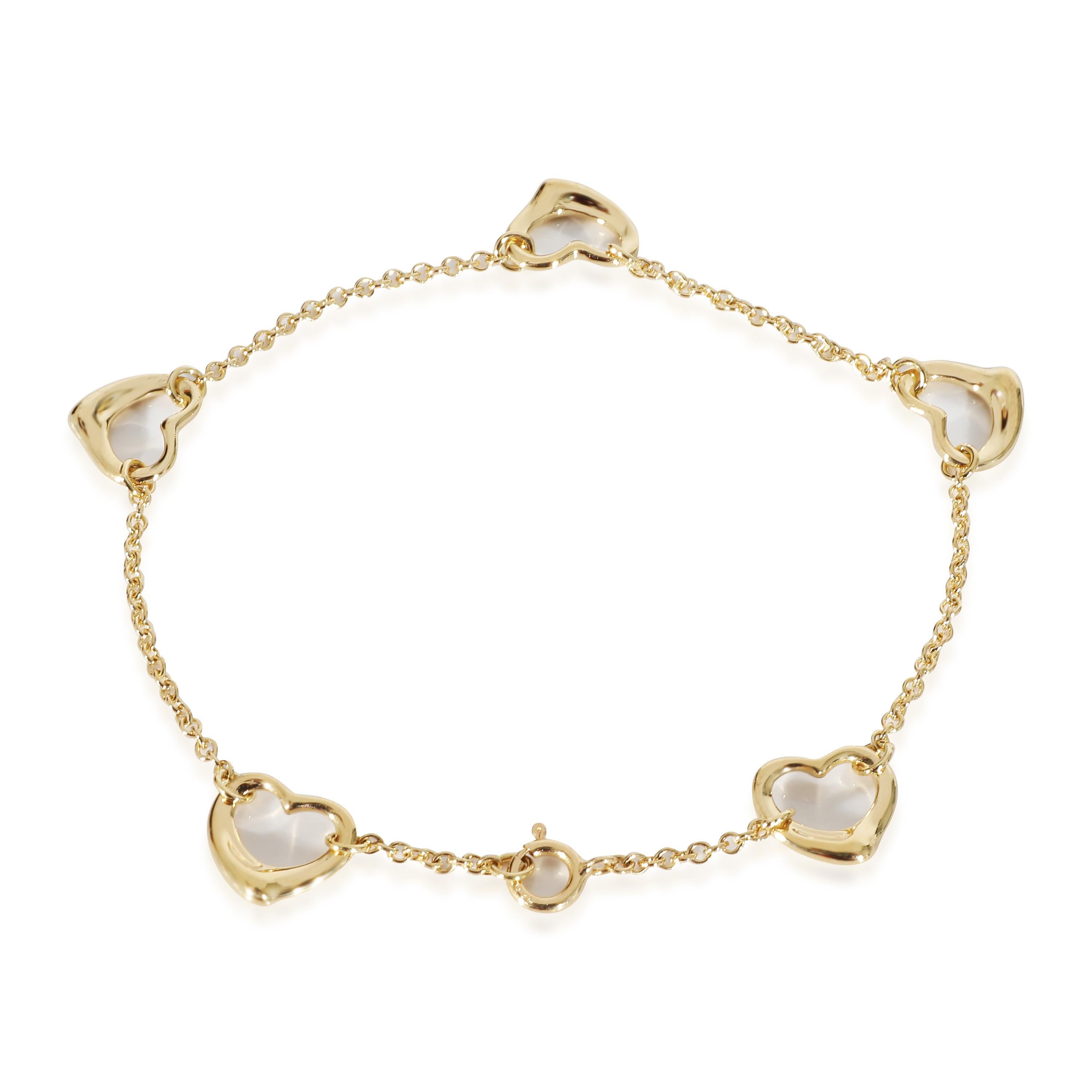 Women's Tiffany & Co. Elsa Peretti Open Heart 5 Station Bracelet in 18K Yellow Gold For Sale