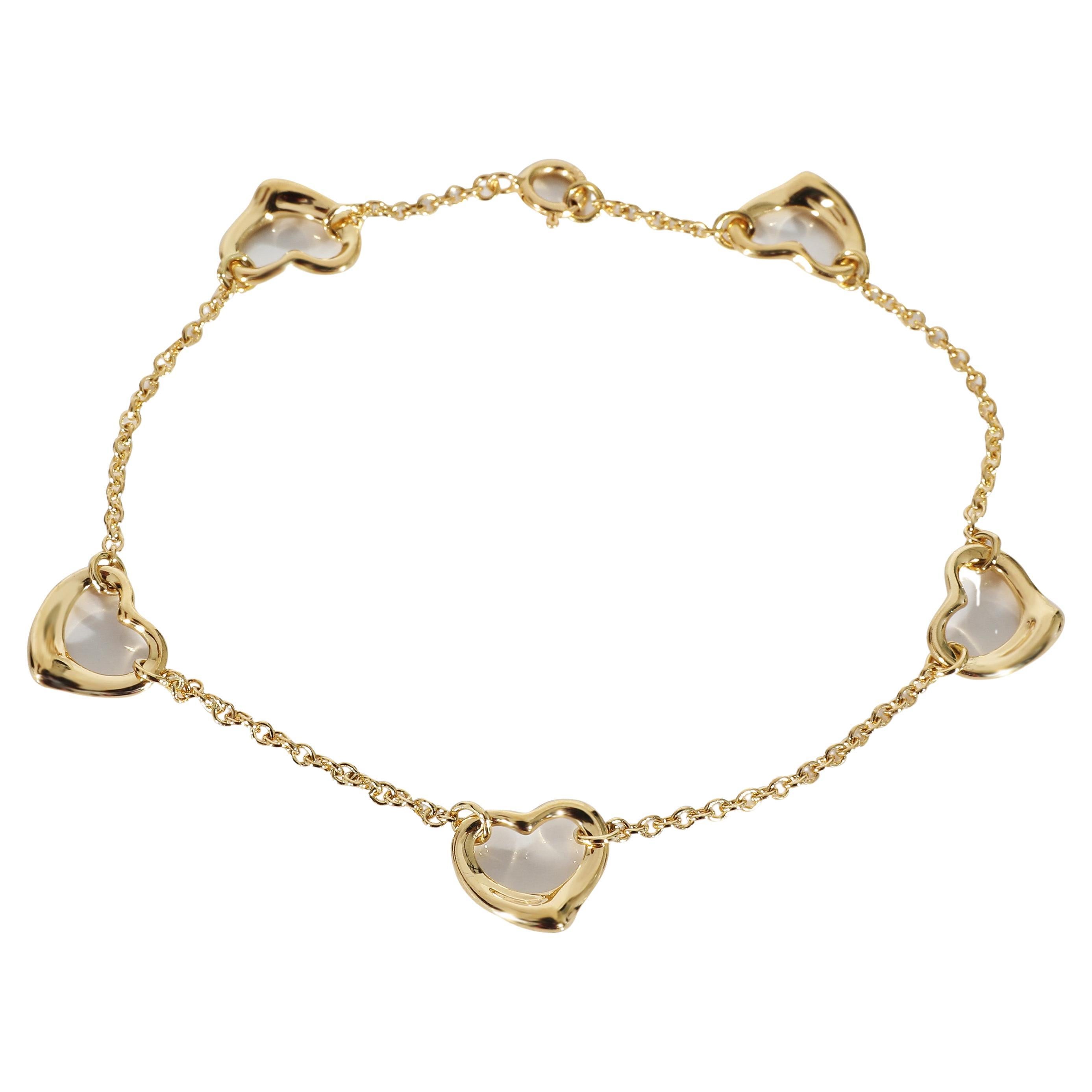 Tiffany & Co. Elsa Peretti Open Heart 5 Station Bracelet in 18K Yellow Gold For Sale