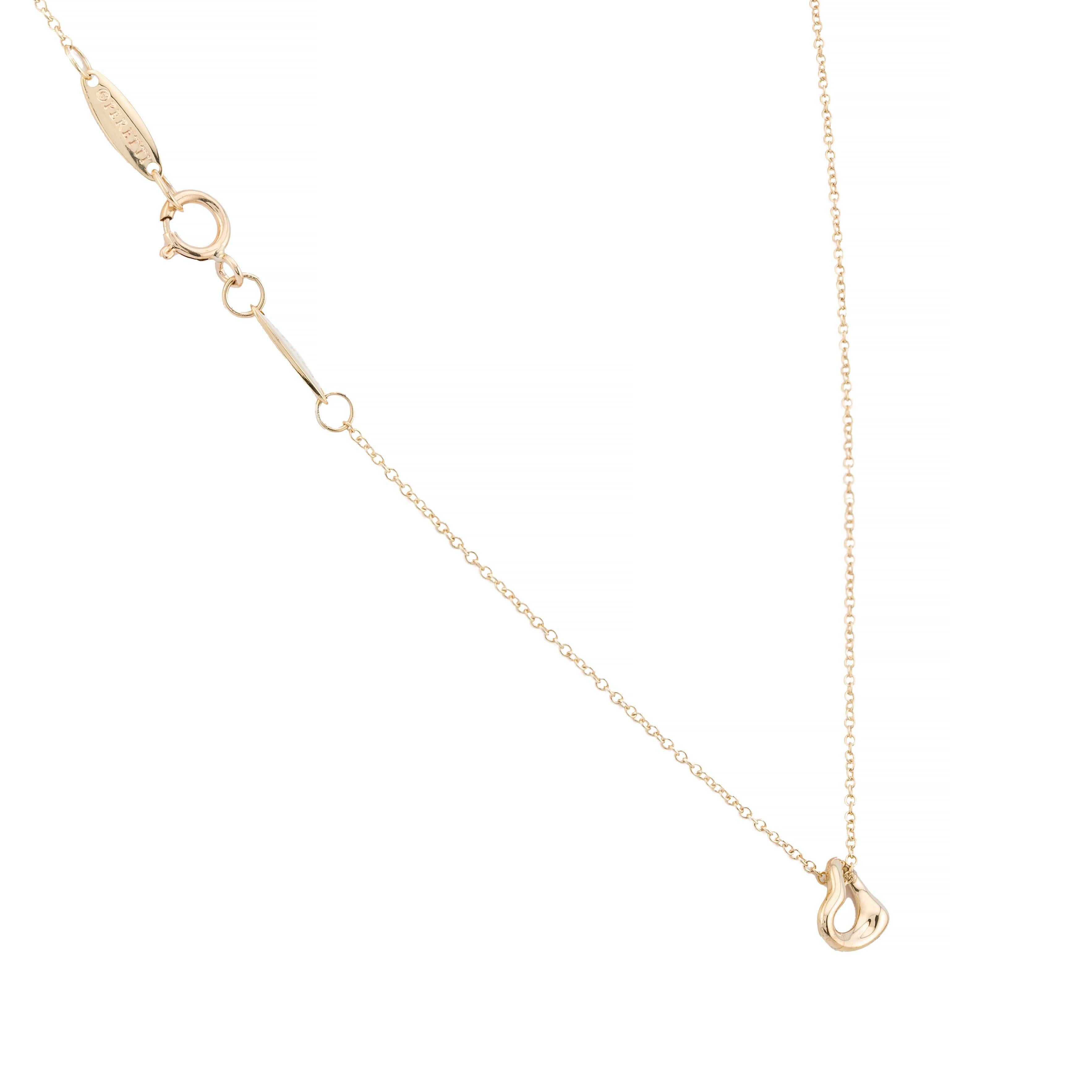 Tiffany & Co Elsa Peretti Open Heart 7mm Pendant Necklace in 18K Yellow Gold In Excellent Condition In Boston, MA