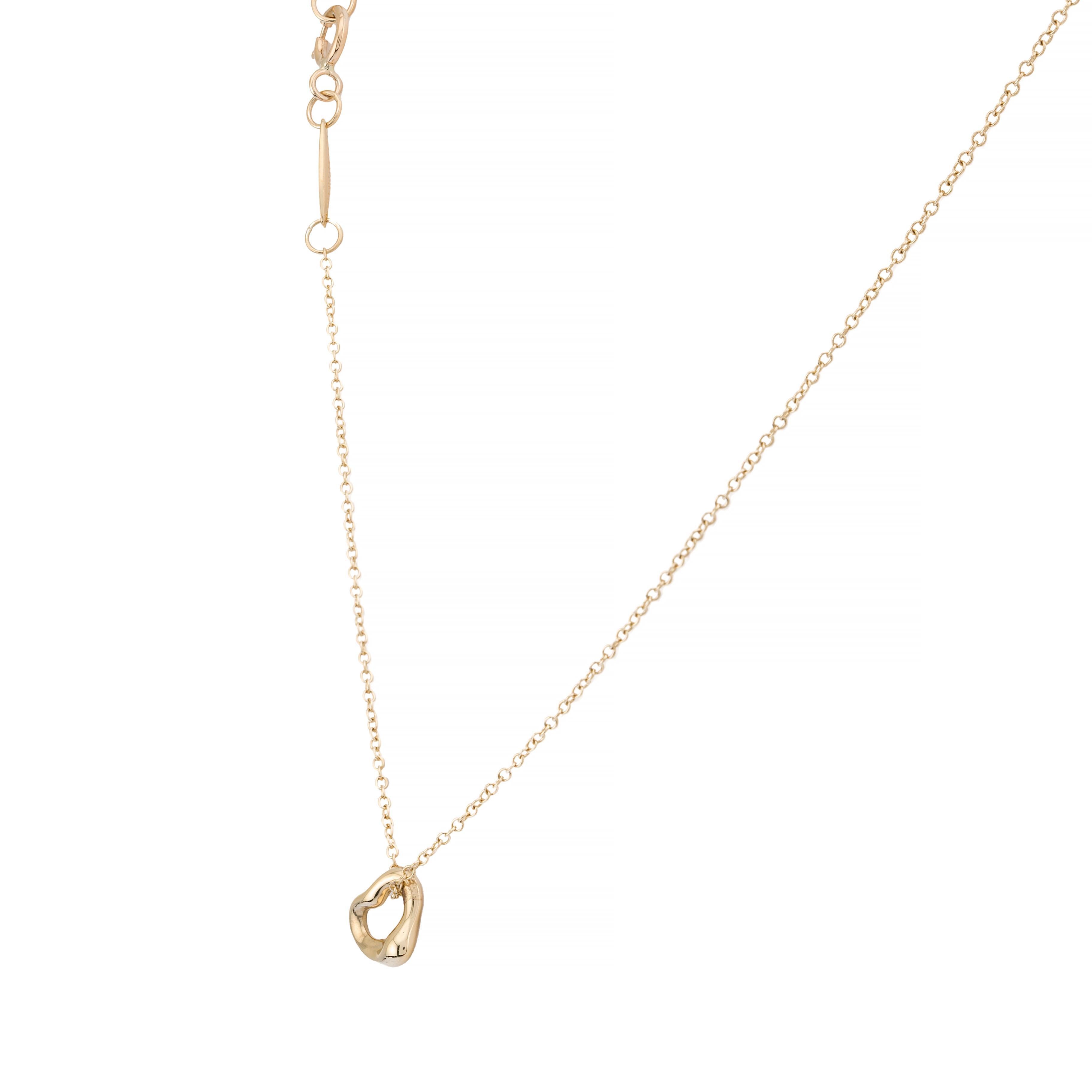 Women's Tiffany & Co Elsa Peretti Open Heart 7mm Pendant Necklace in 18K Yellow Gold