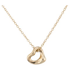 Tiffany & Co Elsa Peretti Open Heart 7mm Pendant Necklace in 18K Yellow Gold
