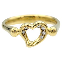 Tiffany & Co. Elsa Peretti Open Heart Band Ring with Diamonds 18K Yellow Gold