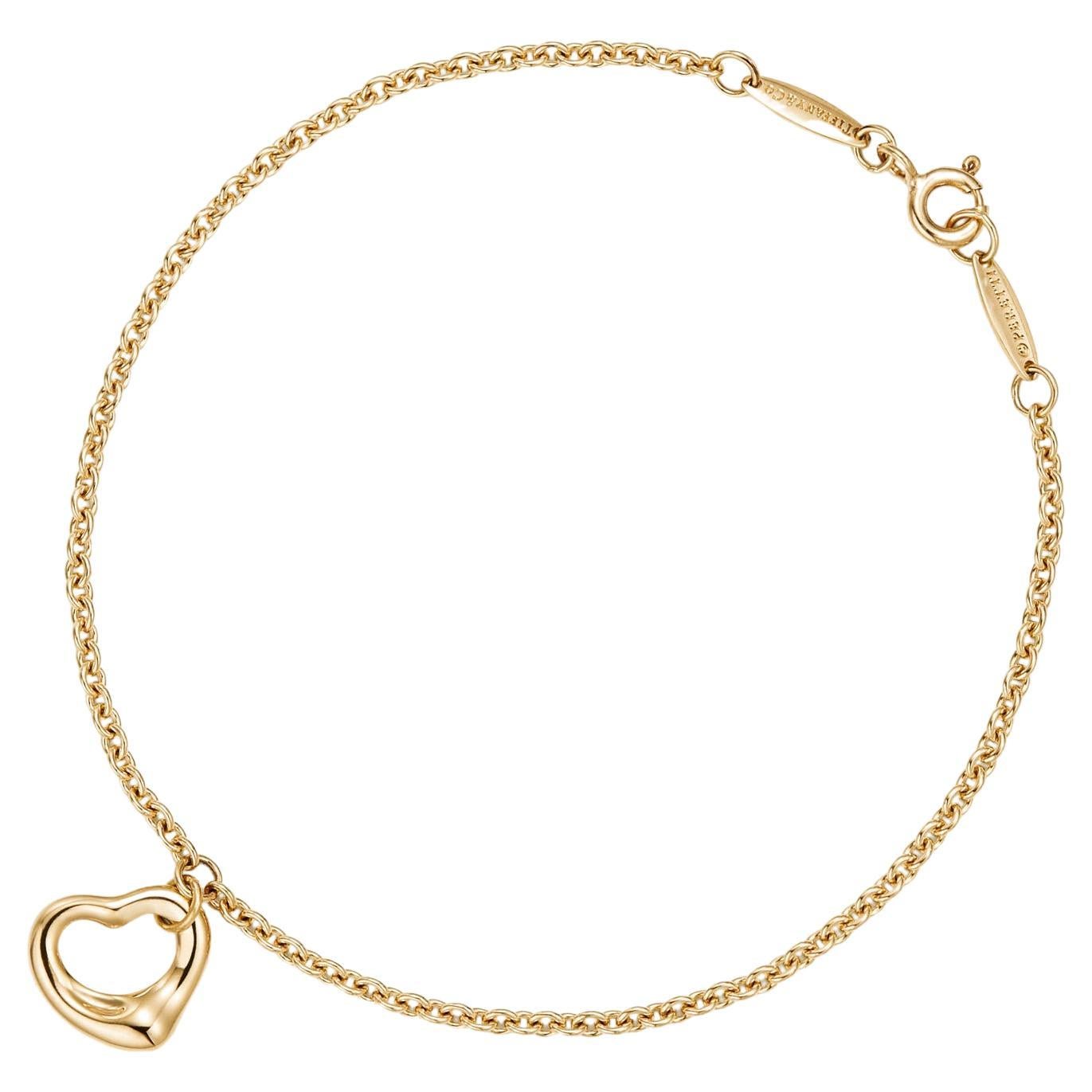 Tiffany & Co Elsa Peretti for Tiffany & Co Open Heart Bracelet 11mm 18K Yellow Gold en vente