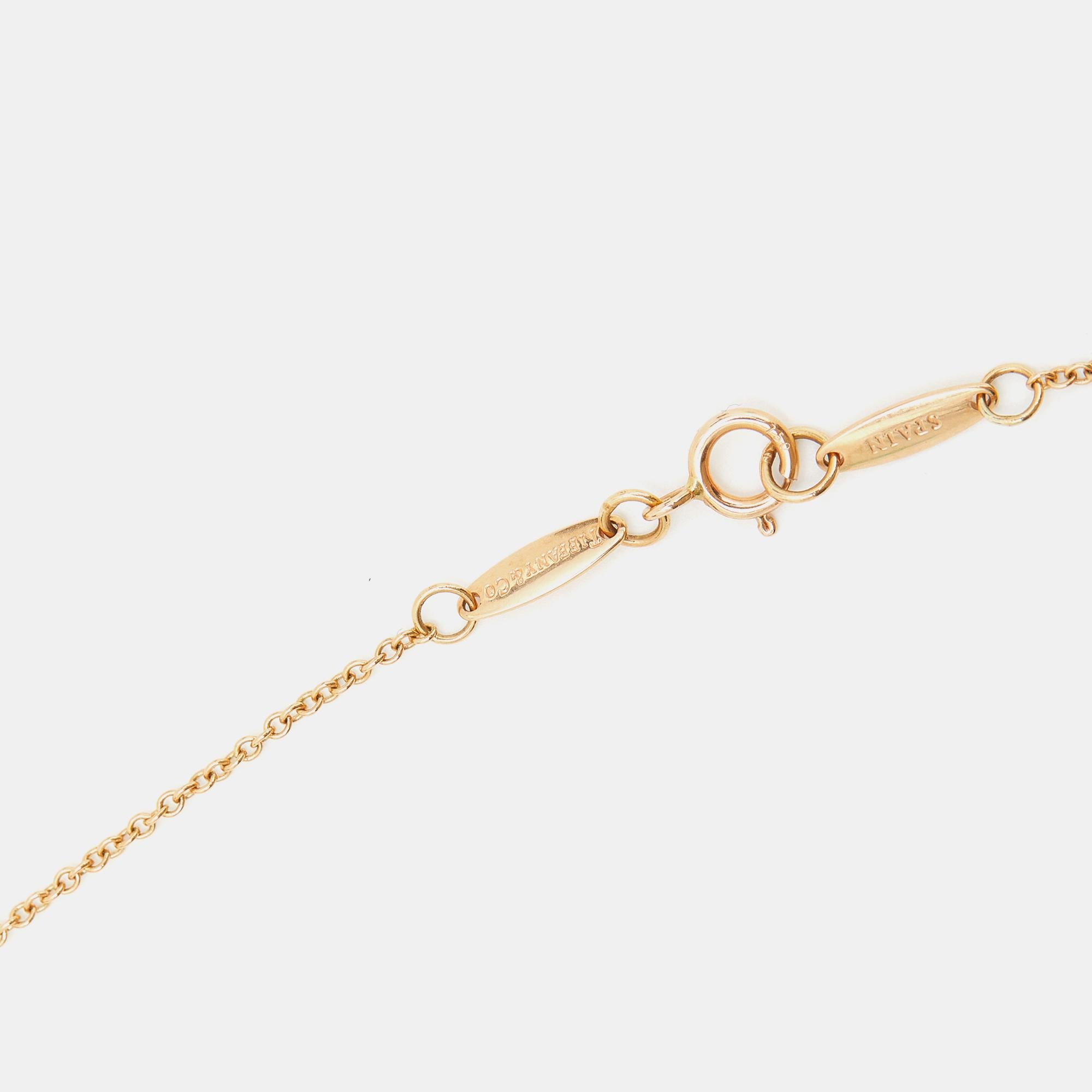 Tiffany & Co. Elsa Peretti Open Heart Diamond 18k Rose Gold Pendant Necklace 1
