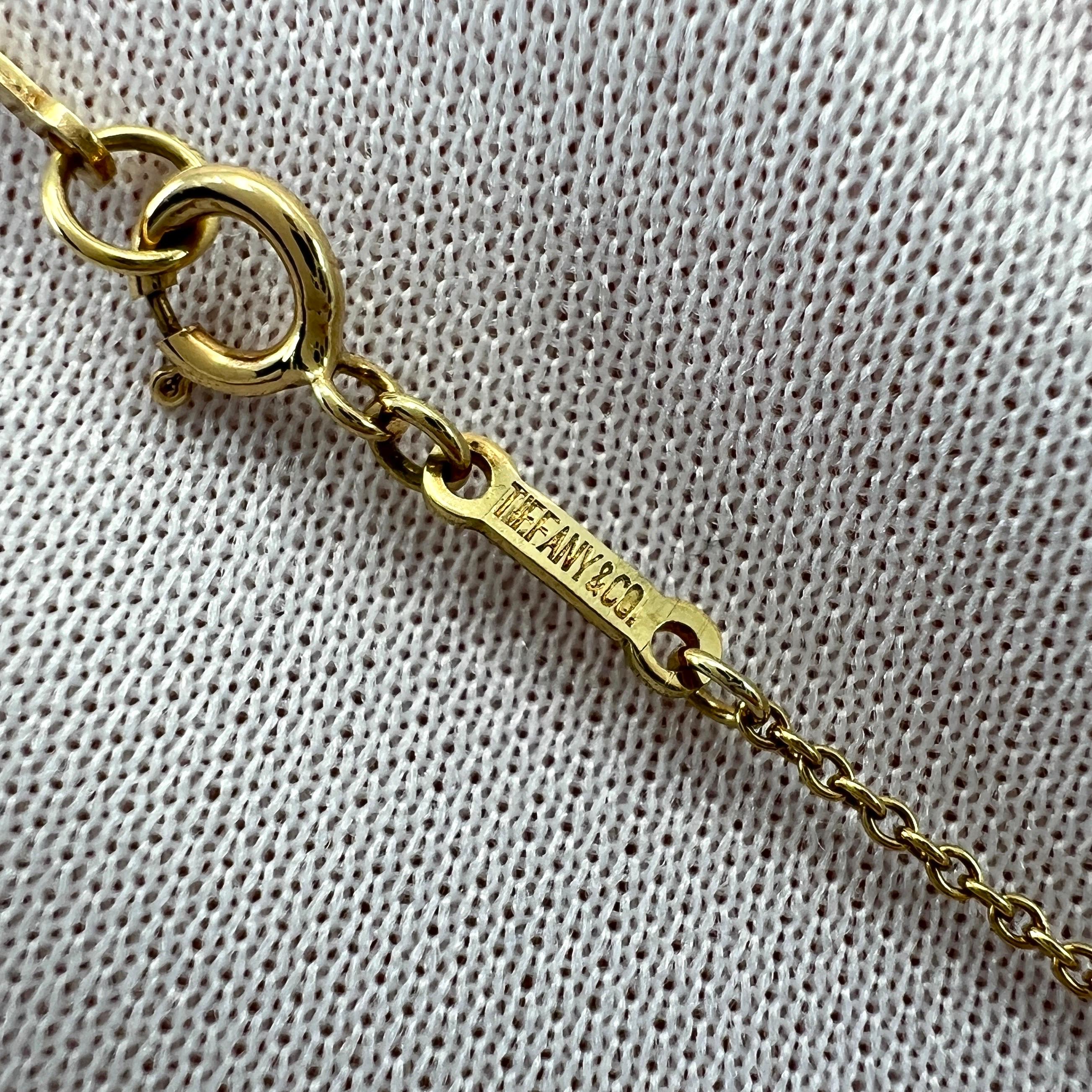 Tiffany & Co. Elsa Peretti Open Heart Diamond 18k Yellow Gold Pendant Necklace For Sale 1