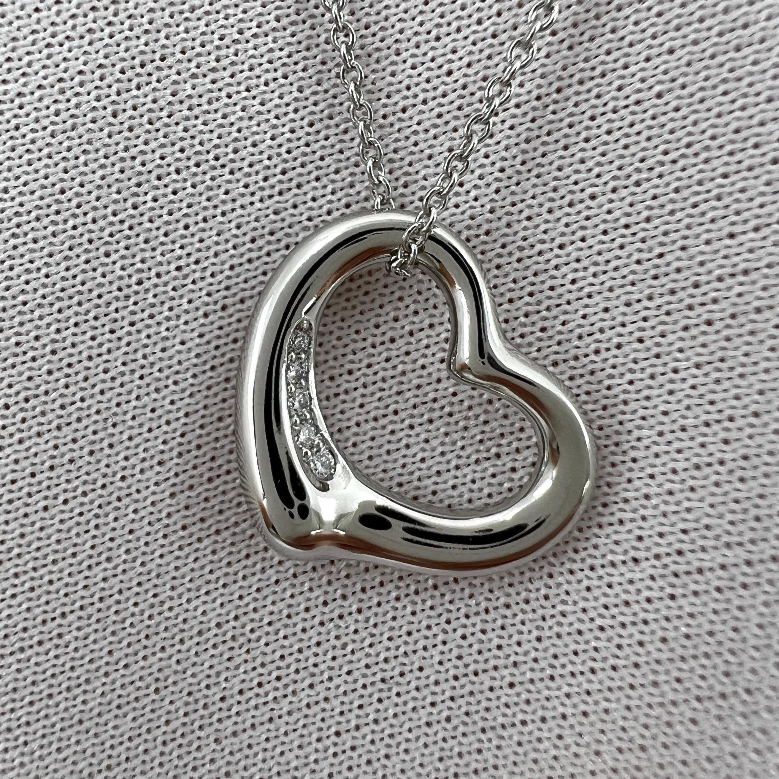 Tiffany & Co. Elsa Peretti Halskette mit Anhänger, offenes Herz Diamant 950 Platin 5