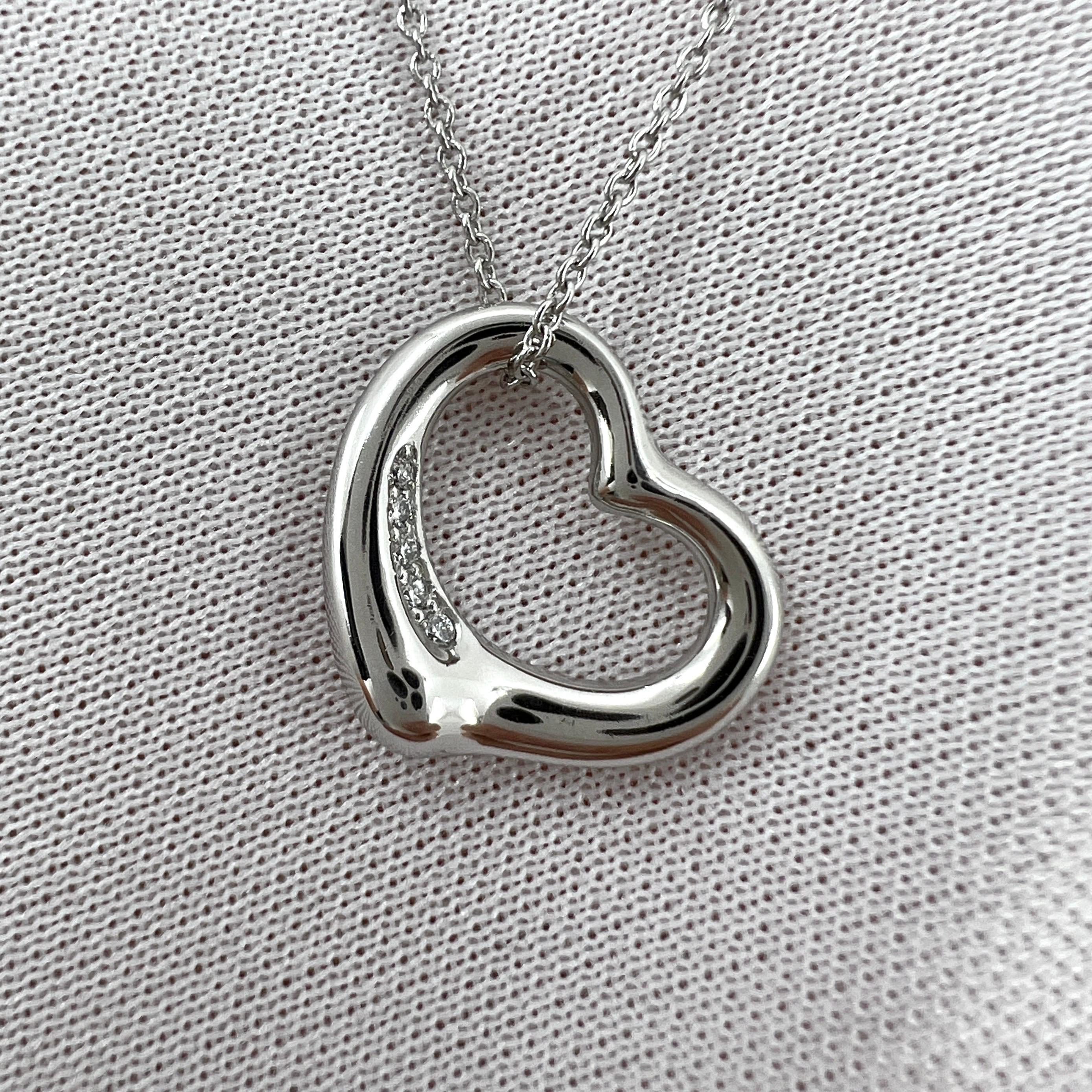 Tiffany & Co. Elsa Peretti Halskette mit Anhänger, offenes Herz Diamant 950 Platin 6