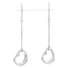 Tiffany & Co. Elsa Peretti Open Heart Diamond Dangle Earrings Sterling 925 Love