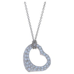 Tiffany & Co. Elsa Peretti Open Heart Diamond Necklace 15" - Round .40ctw Love