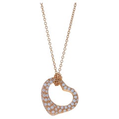 Tiffany & Co. Elsa Peretti Open Heart Diamond Necklace - Rose Gold 18k Rd .40ctw