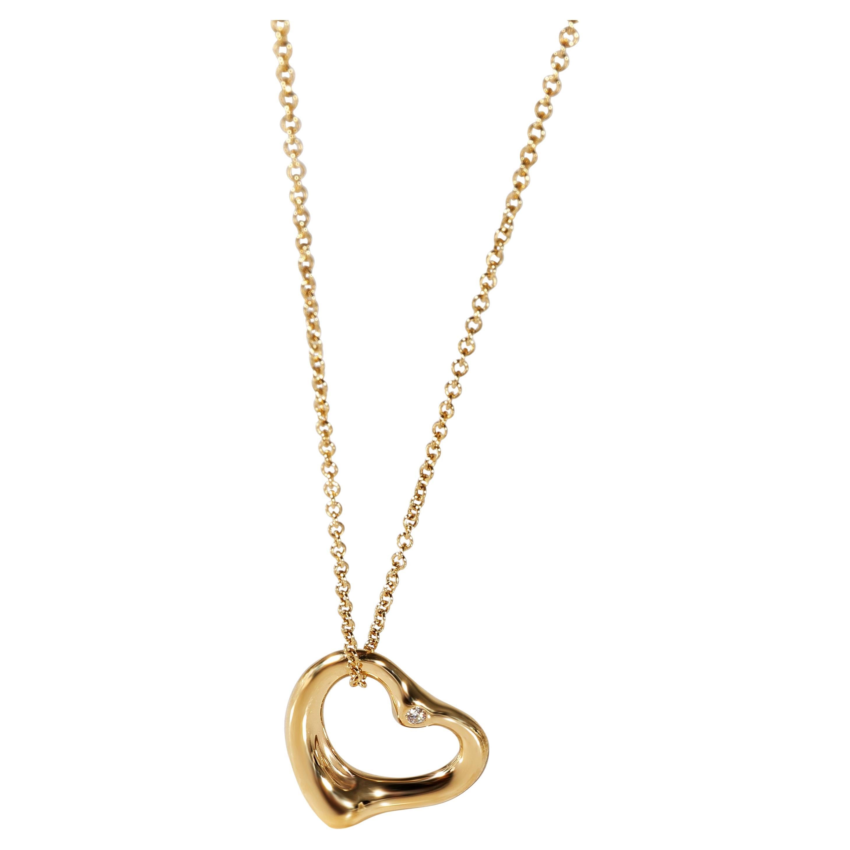 Tiffany & Co. Elsa Peretti Open Heart Diamond Pendant in 18k Gold 0.02 Ctw