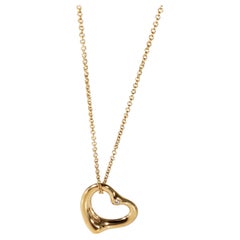 Tiffany & Co. Elsa Peretti Open Heart Diamond Pendant in 18k Gold 0.02 Ctw