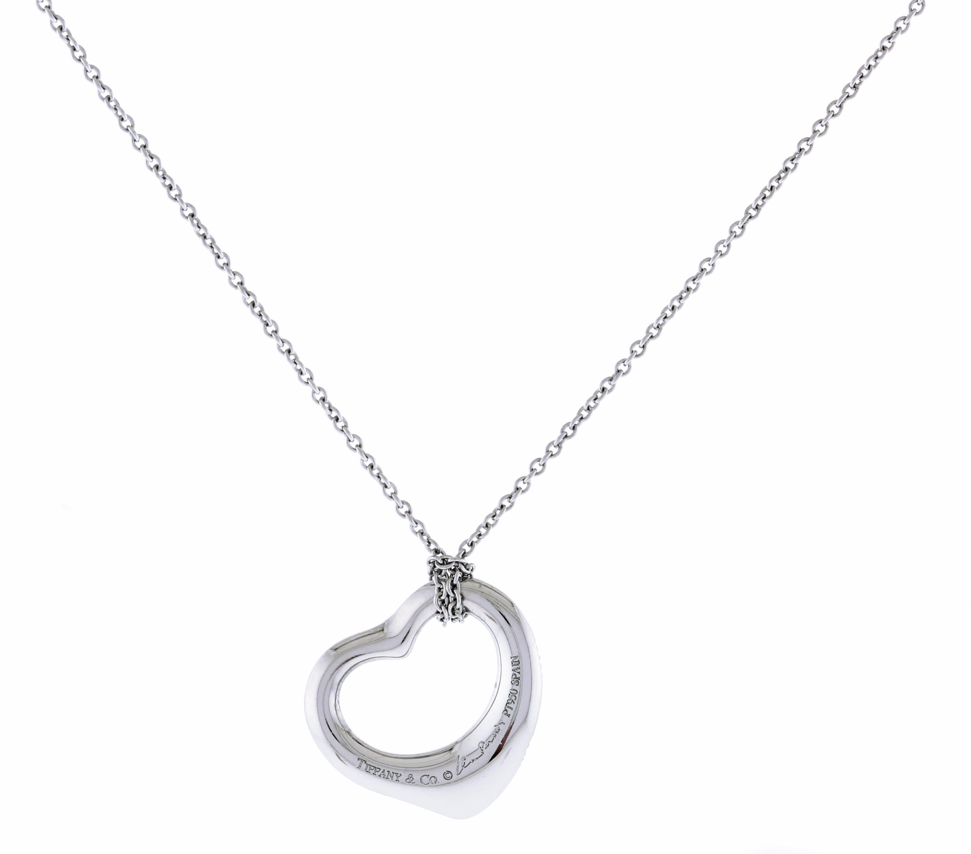 Tiffany & Co. Colgante Elsa Peretti Corazón Abierto Diamante platino en Excelente estado para la venta en Bethesda, MD