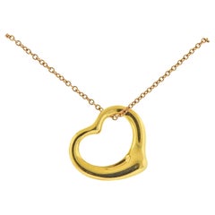 Tiffany & Co. Elsa Peretti Open Heart Gold Pendant Necklace