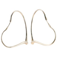 Tiffany & Co. Elsa Peretti Open Heart Hoop Earrings Sterling Silver Large