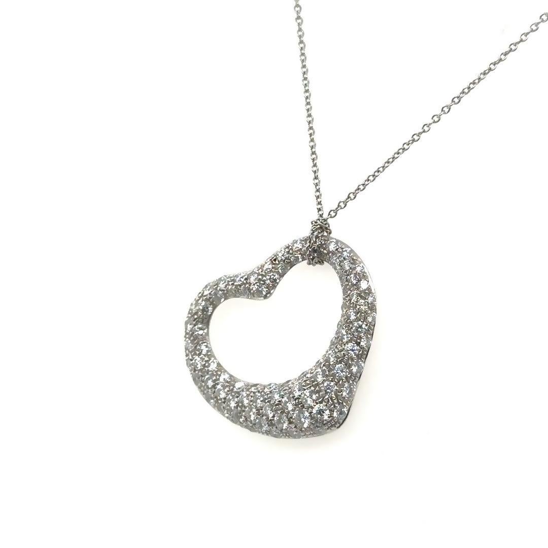 Moderno Tiffany & Co. Ciondolo Elsa Peretti a cuore aperto di grandi dimensioni in platino in vendita