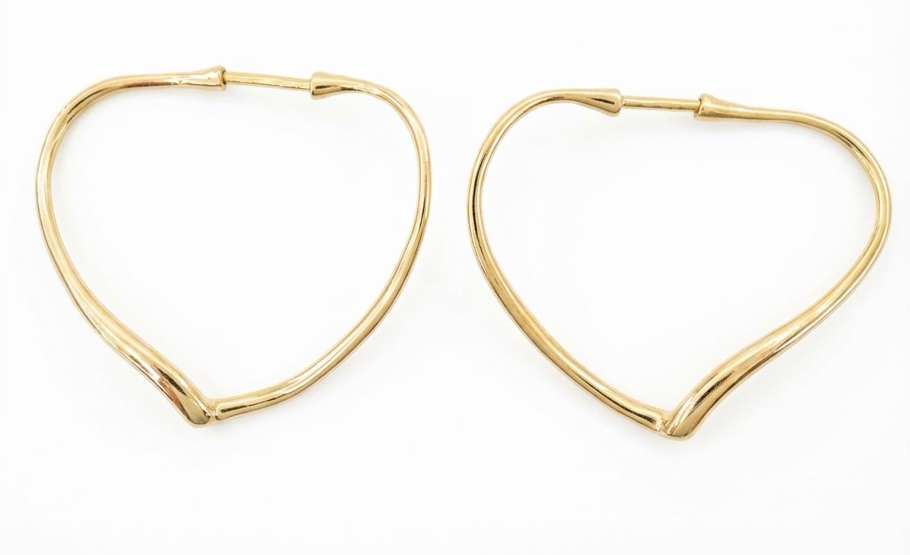 Tiffany & Co. Elsa Peretti - Créoles moyennes à cœur ouvert en or jaune 18 carats Pour femmes en vente